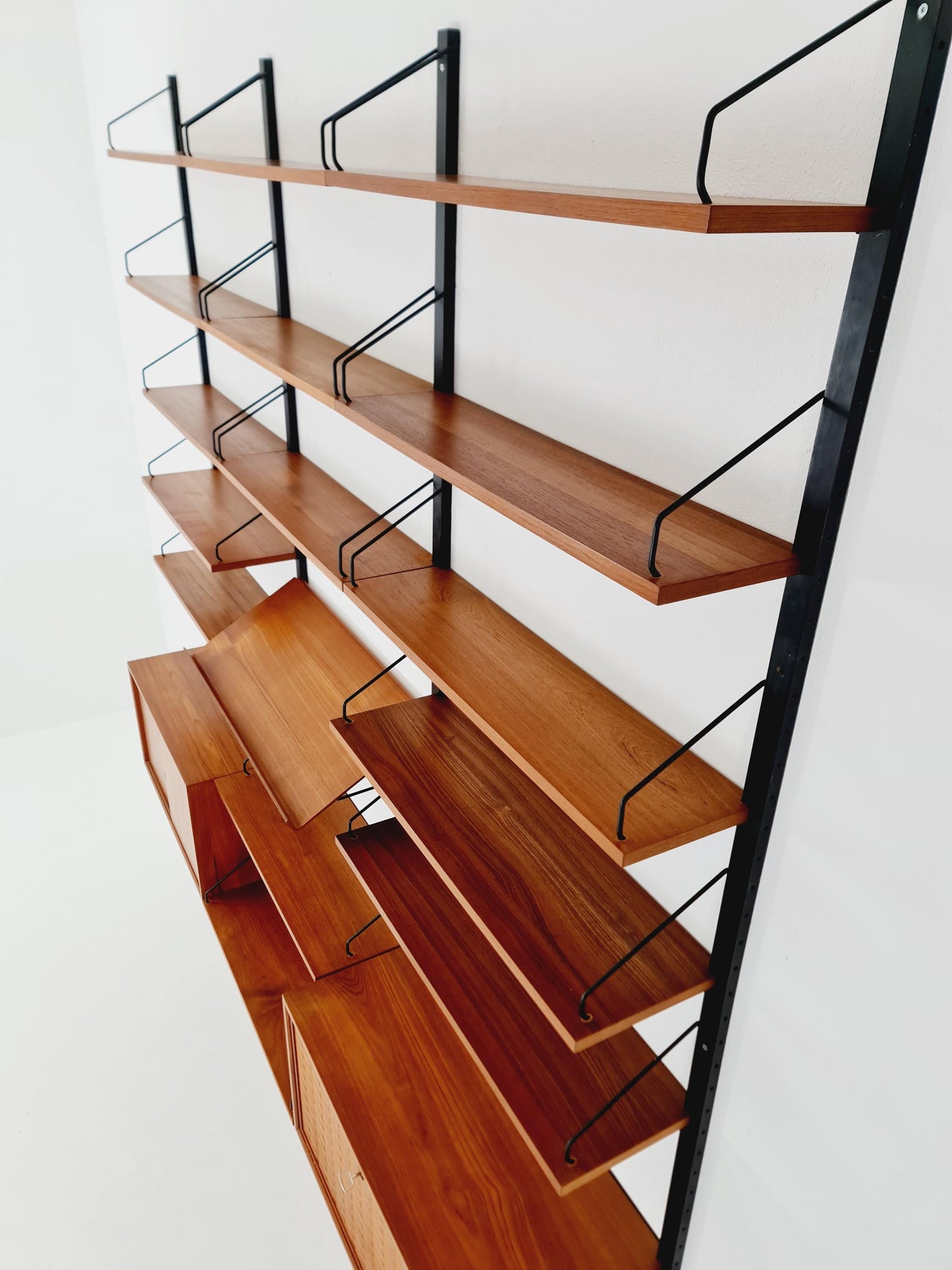 Big Mid century Danish Teak Wall Unit with 2 cabinets by Poul Cadovius for Cado, Denmark, 1960s