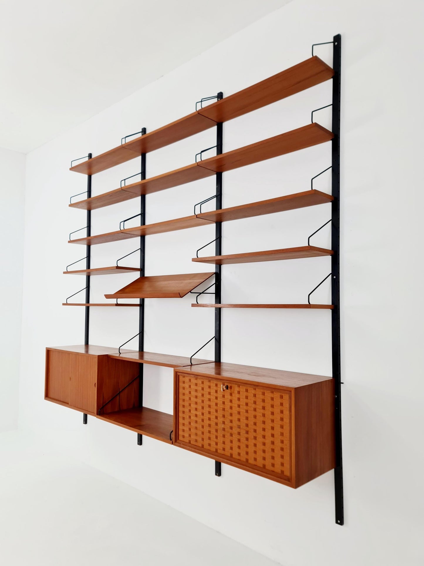 Big Mid century Danish Teak Wall Unit with 2 cabinets by Poul Cadovius for Cado, Denmark, 1960s