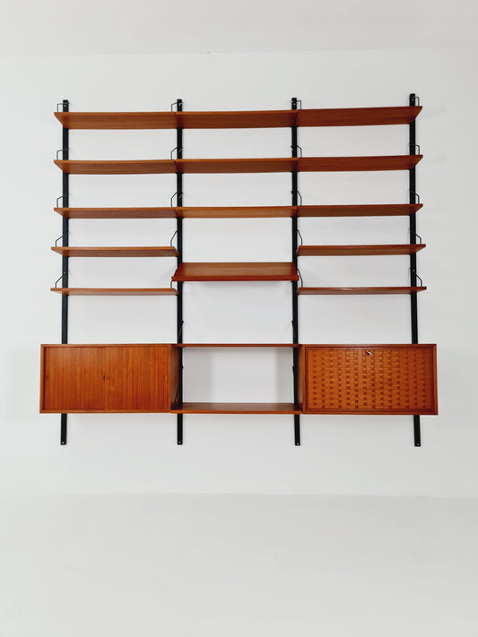 Big Mid century Danish Teak Wall Unit with 2 cabinets by Poul Cadovius for Cado, Denmark, 1960s