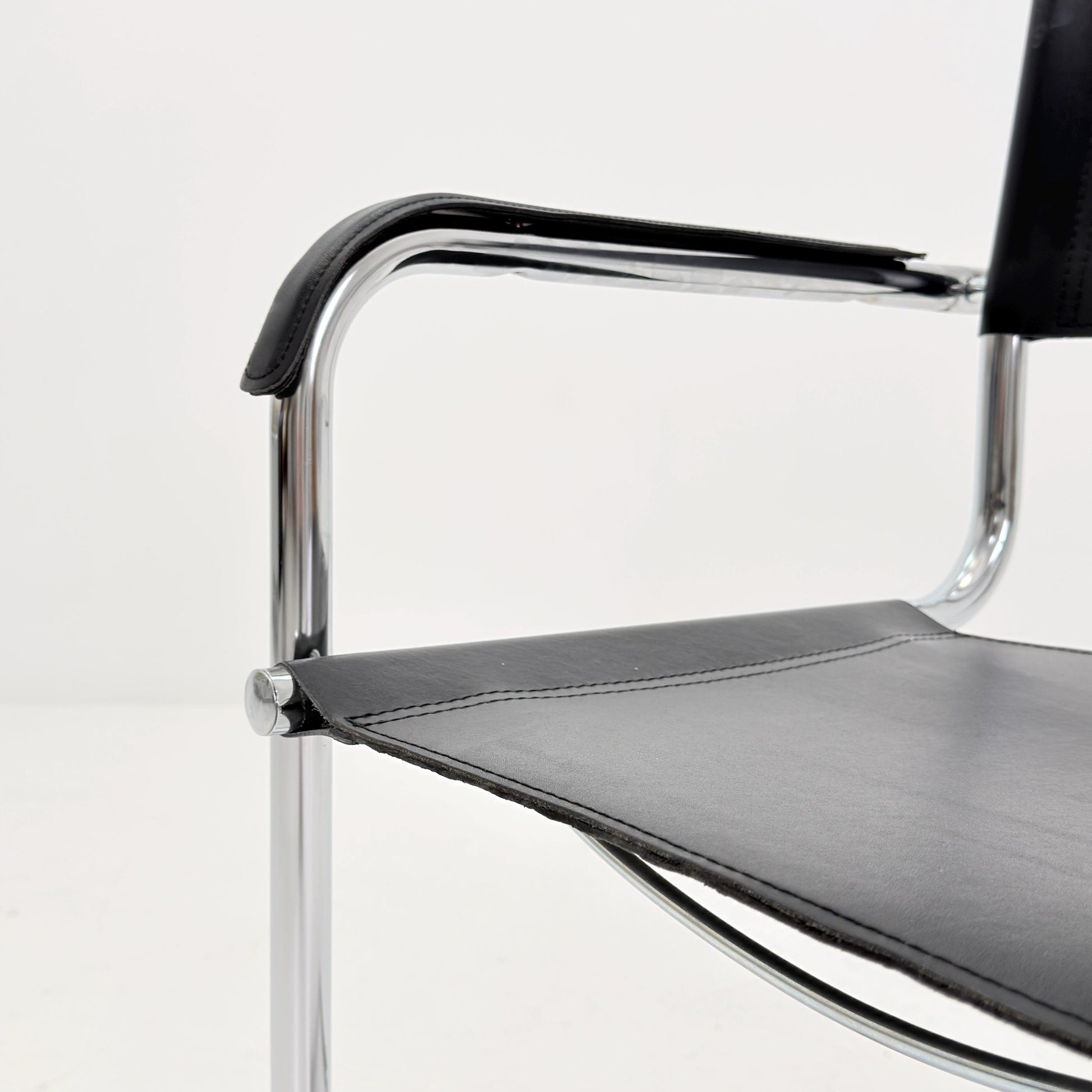 1 of 6 Mid Century iconic Mart Stam S34 armchair / Bauhaus chrome tube steel and leather / 80s vintage cantilever chair s43
