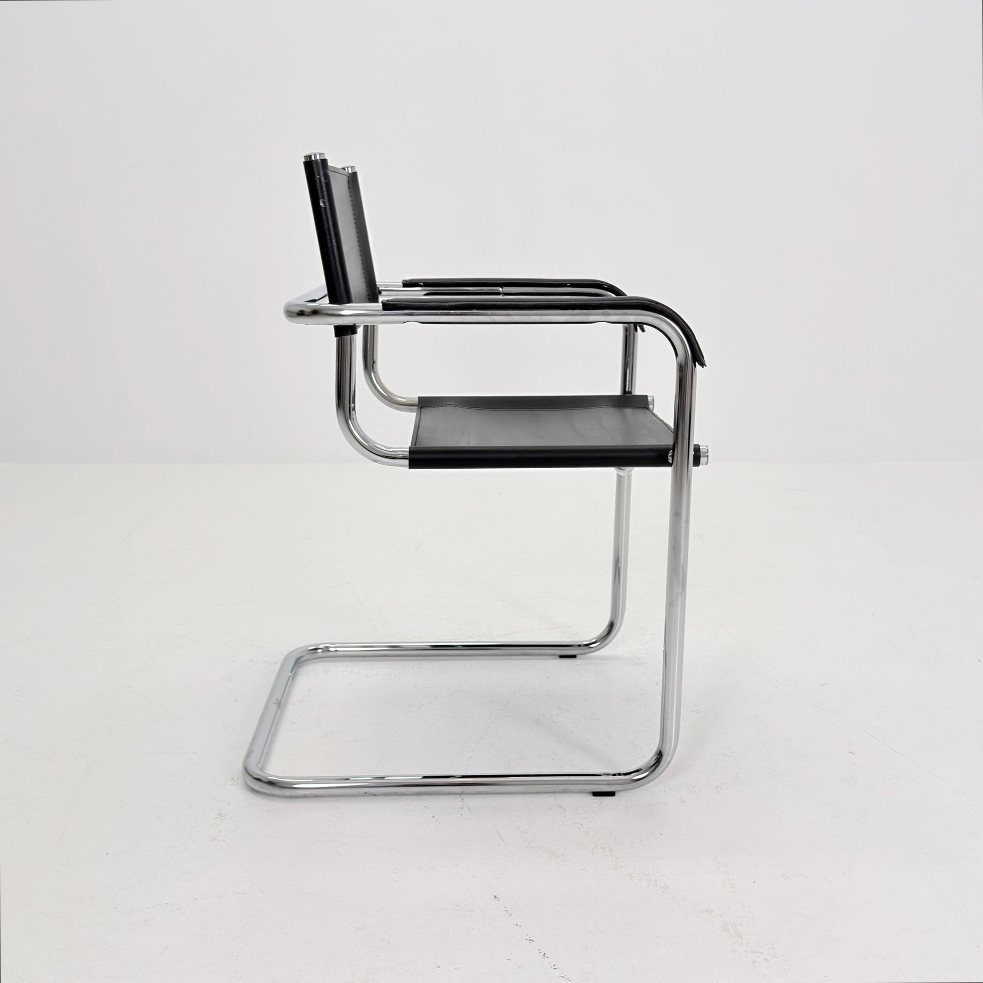 1 of 6 Mid Century iconic Mart Stam S34 armchair / Bauhaus chrome tube steel and leather / 80s vintage cantilever chair s43
