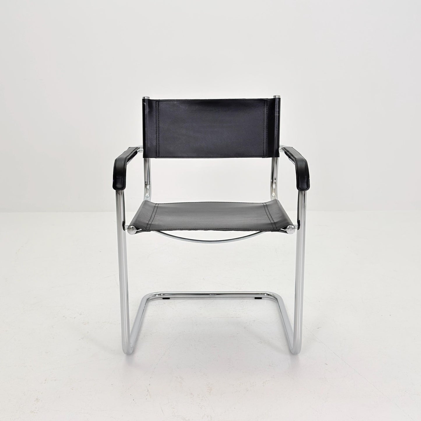 1 of 6 Mid Century iconic Mart Stam S34 armchair / Bauhaus chrome tube steel and leather / 80s vintage cantilever chair s43