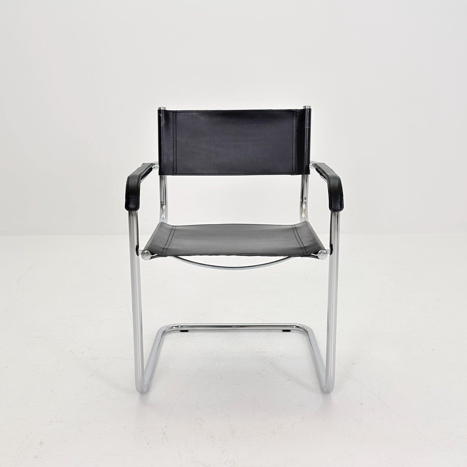1 of 6 Mid Century iconic Mart Stam S34 armchair / Bauhaus chrome tube steel and leather / 80s vintage cantilever chair s43