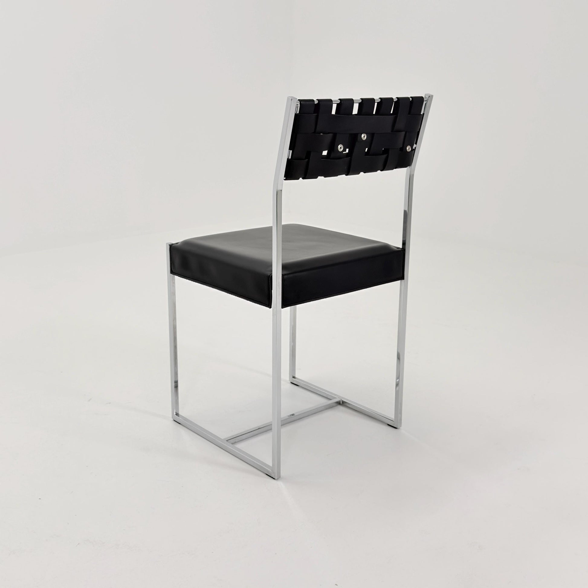 Mid Century Italian Leather Dining Chair by Arrben 1980s Italy
