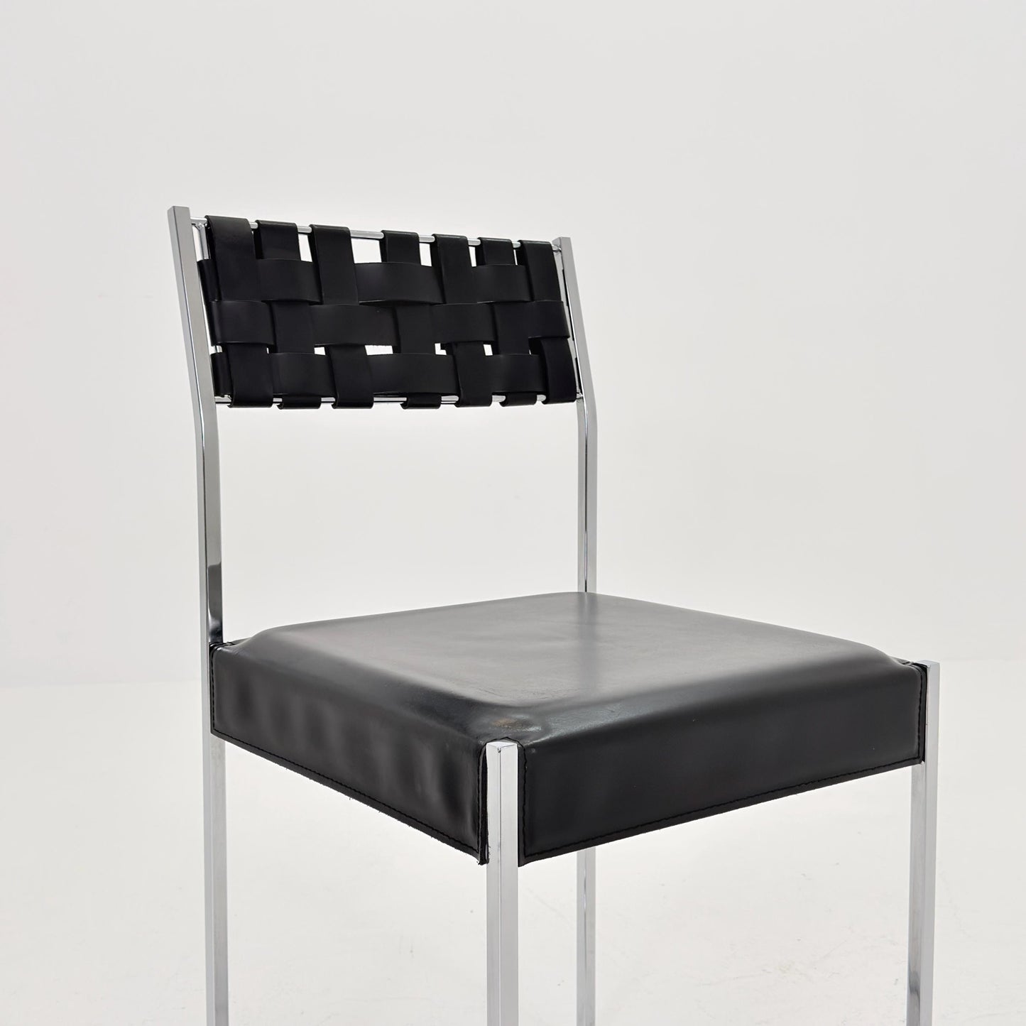 Mid Century Italian Leather Dining Chair by Arrben 1980s Italy