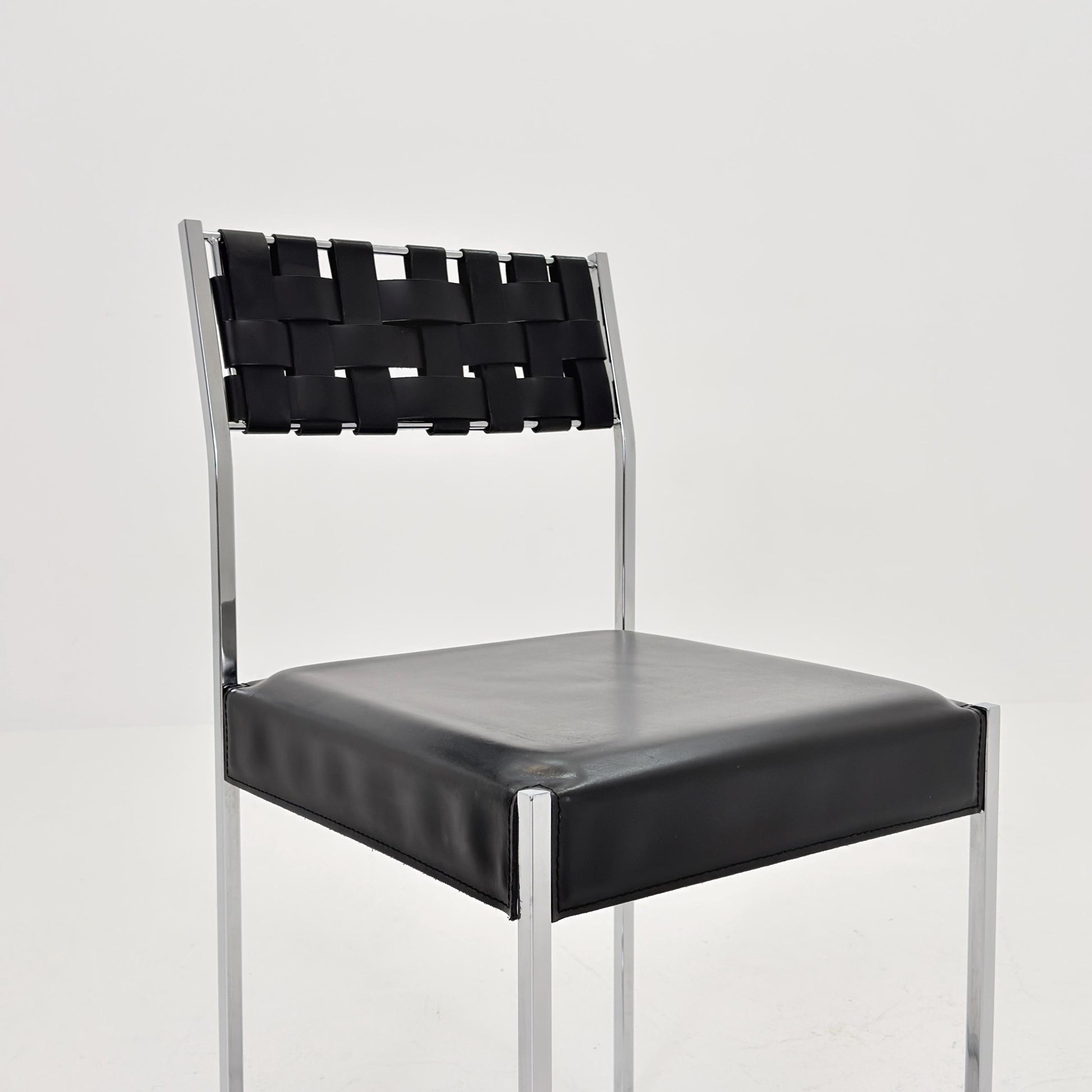 Mid Century Italian Leather Dining Chair by Arrben 1980s Italy