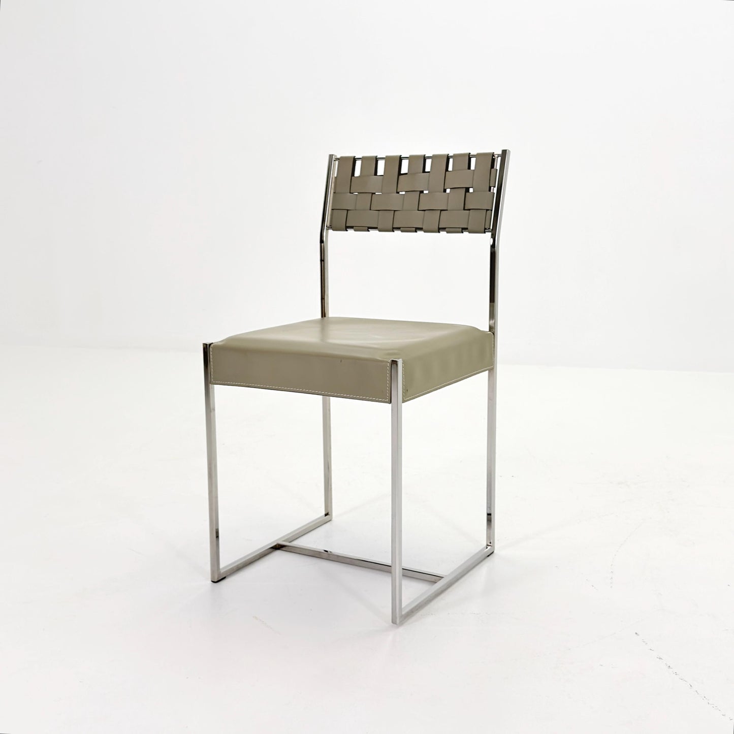 Mid Century Italian Leather Dining Chair by Arrben 1980s Italy