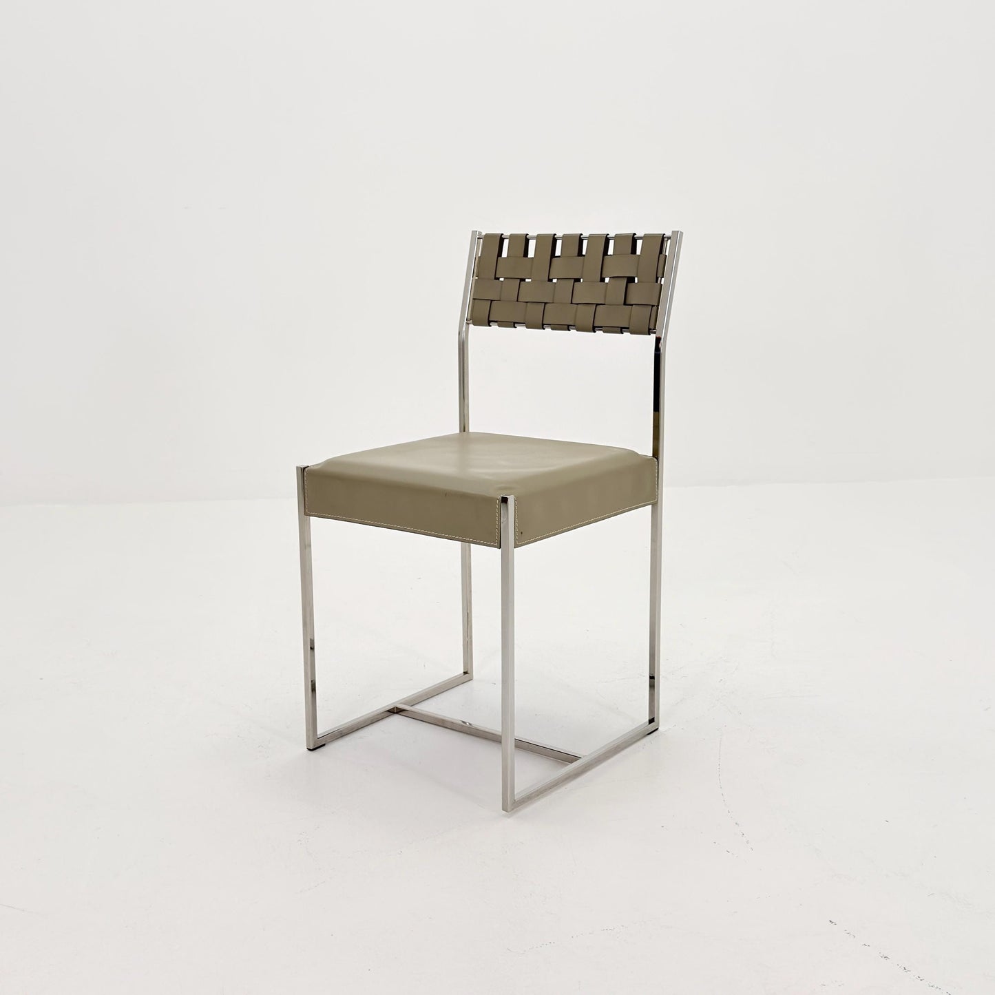 Mid Century Italian Leather Dining Chair by Arrben 1980s Italy