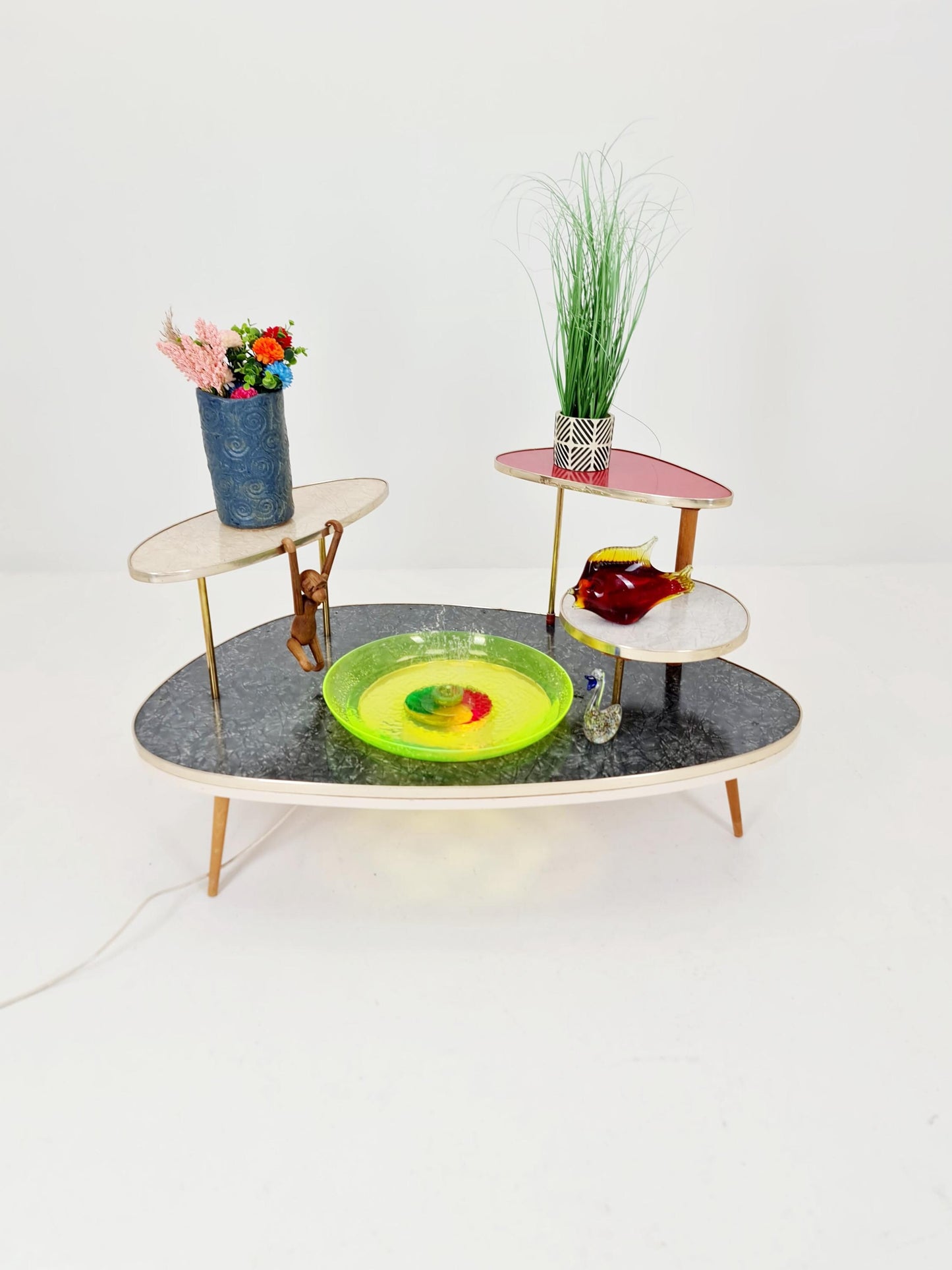 Rare Mid century Large German Plant Stand with fountain colorful Minimalist Plant Stand by Friwa west germany, 1960s