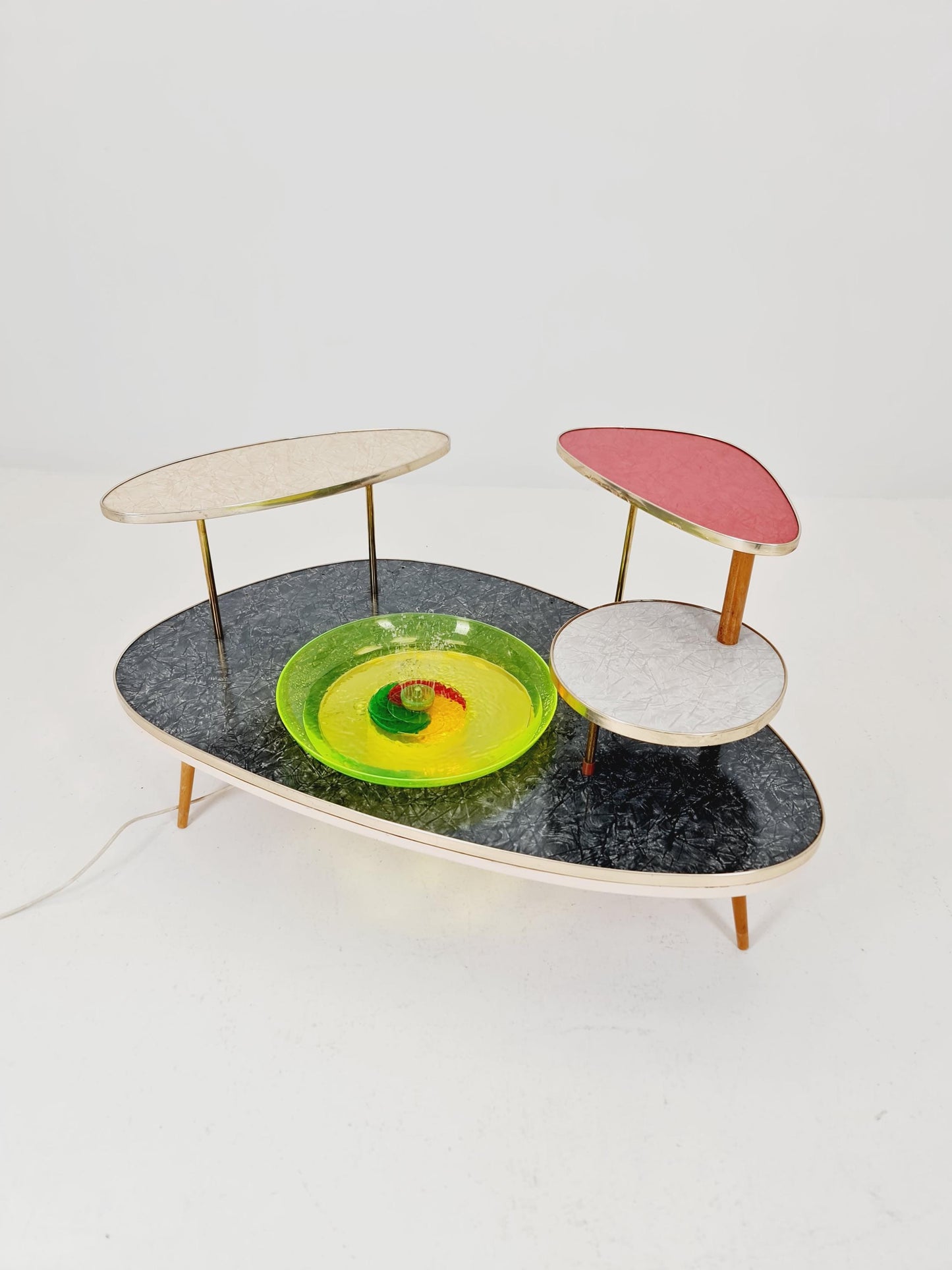 Rare Mid century Large German Plant Stand with fountain colorful Minimalist Plant Stand by Friwa west germany, 1960s