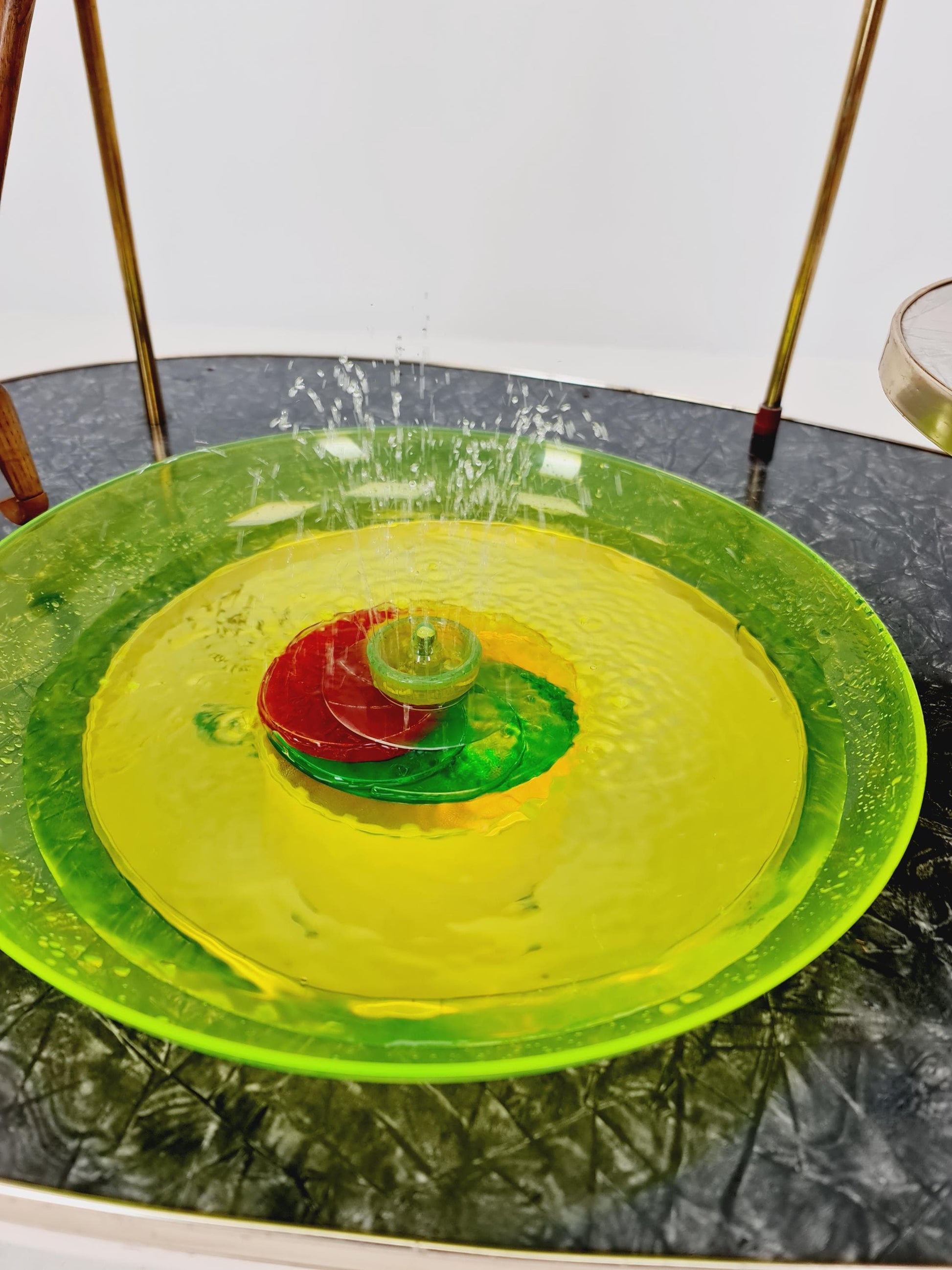 Rare Mid century Large German Plant Stand with fountain colorful Minimalist Plant Stand by Friwa west germany, 1960s