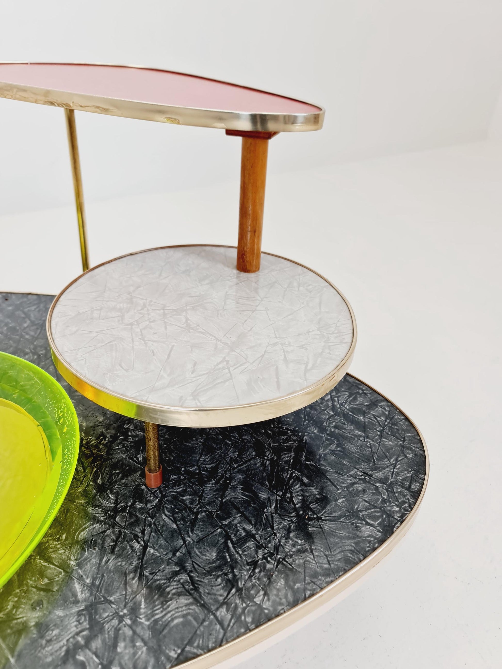 Rare Mid century Large German Plant Stand with fountain colorful Minimalist Plant Stand by Friwa west germany, 1960s