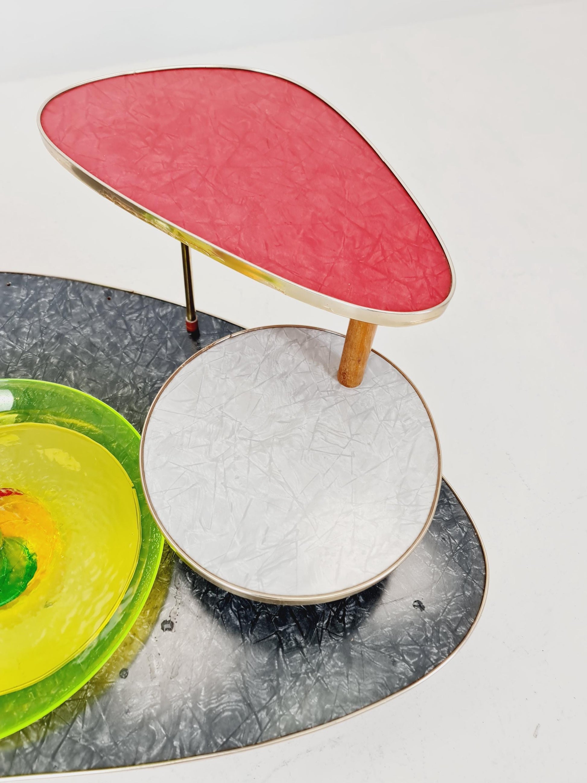 Rare Mid century Large German Plant Stand with fountain colorful Minimalist Plant Stand by Friwa west germany, 1960s