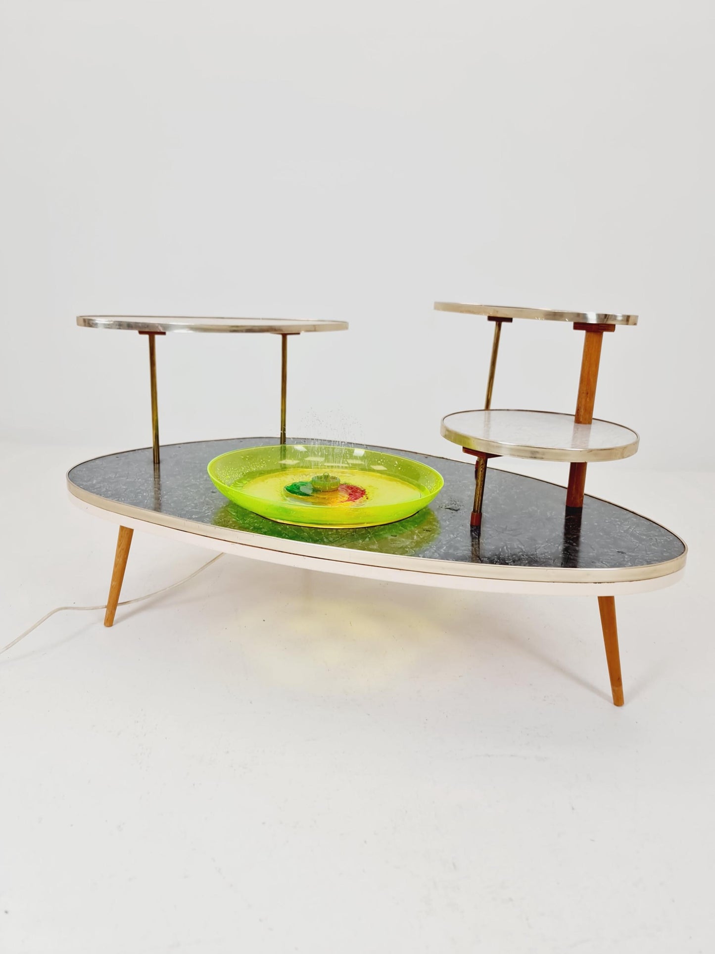 Rare Mid century Large German Plant Stand with fountain colorful Minimalist Plant Stand by Friwa west germany, 1960s