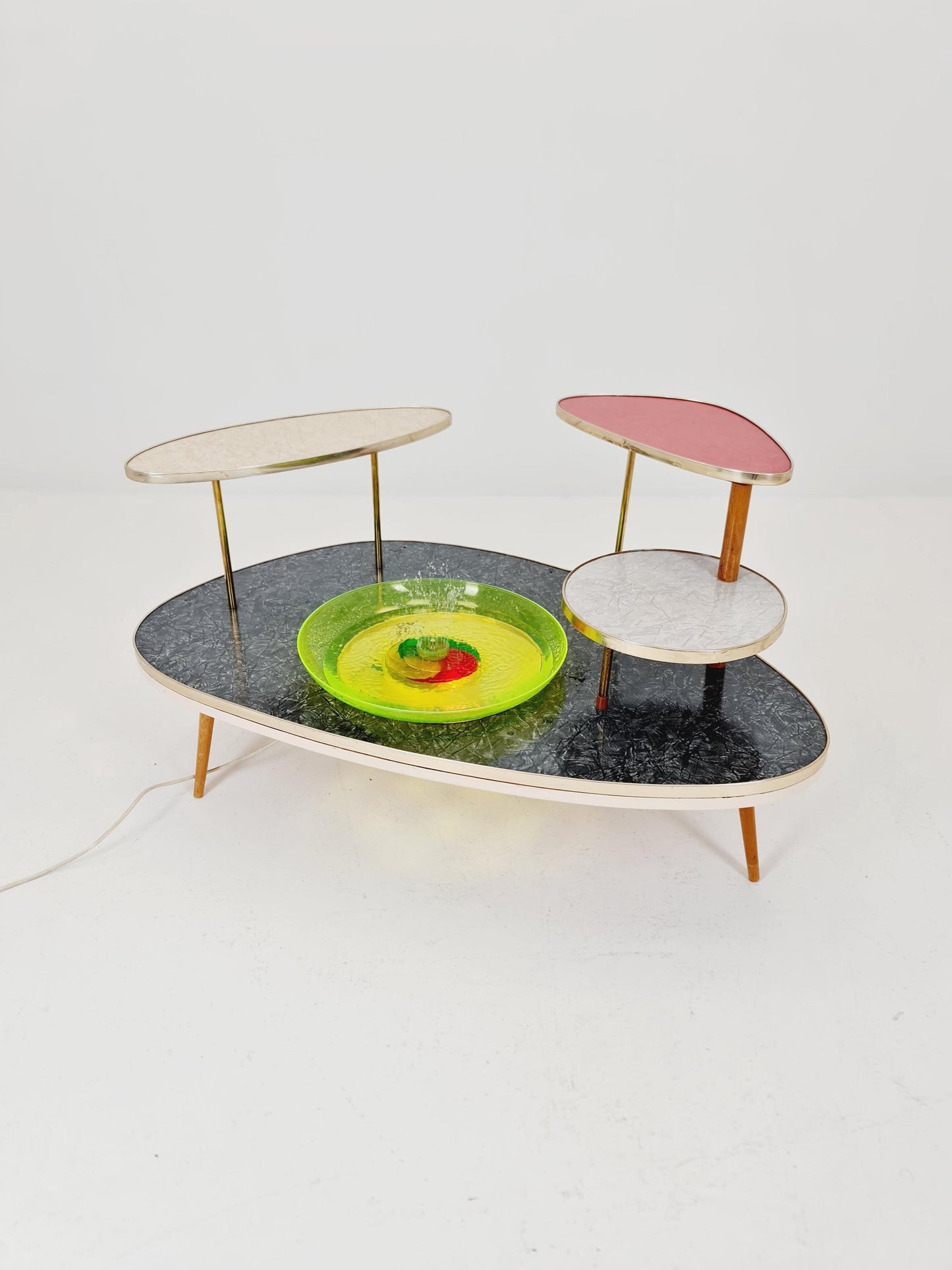 Rare Mid century Large German Plant Stand with fountain colorful Minimalist Plant Stand by Friwa west germany, 1960s