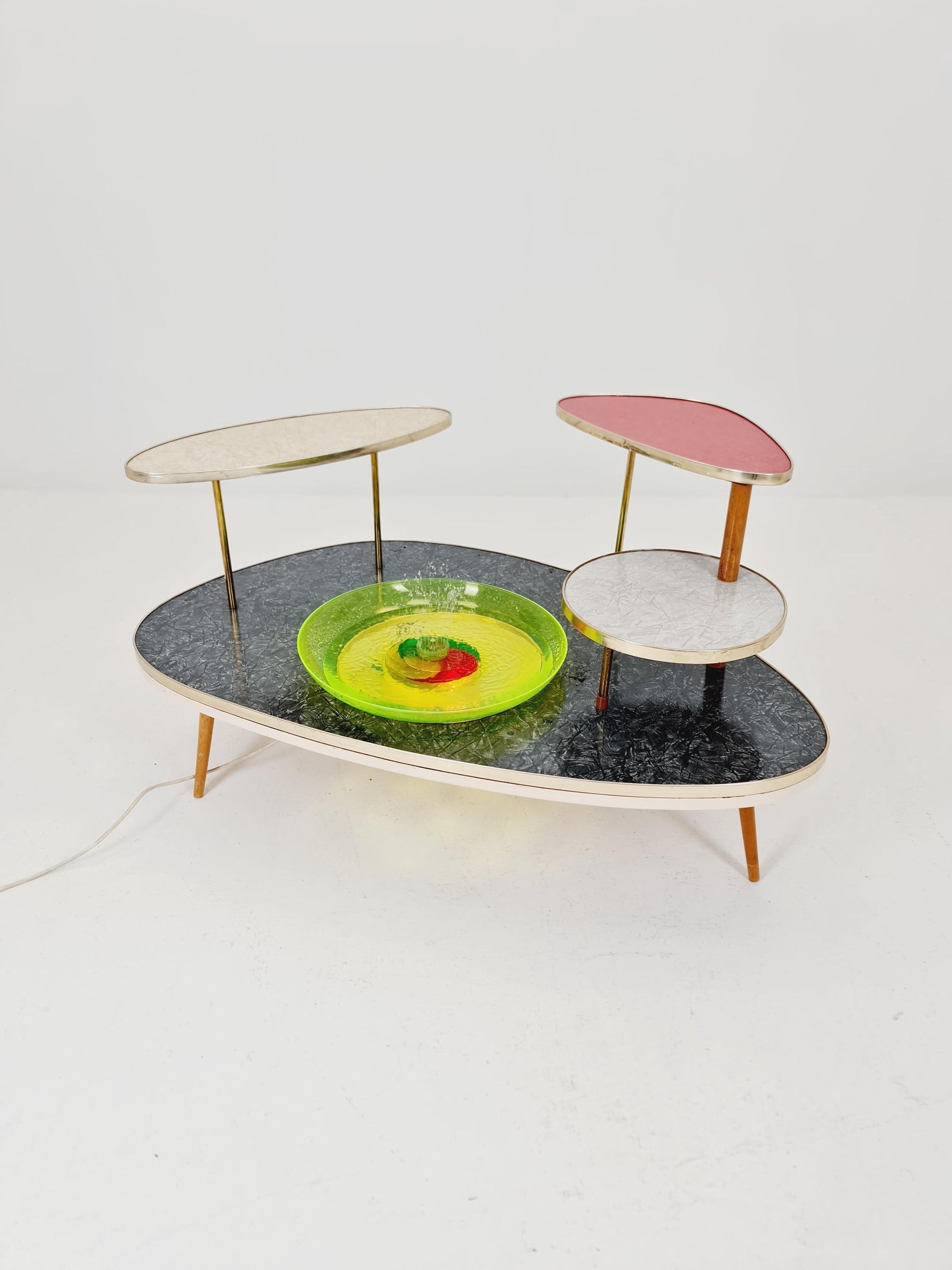 Rare Mid century Large German Plant Stand with fountain colorful Minimalist Plant Stand by Friwa west germany, 1960s