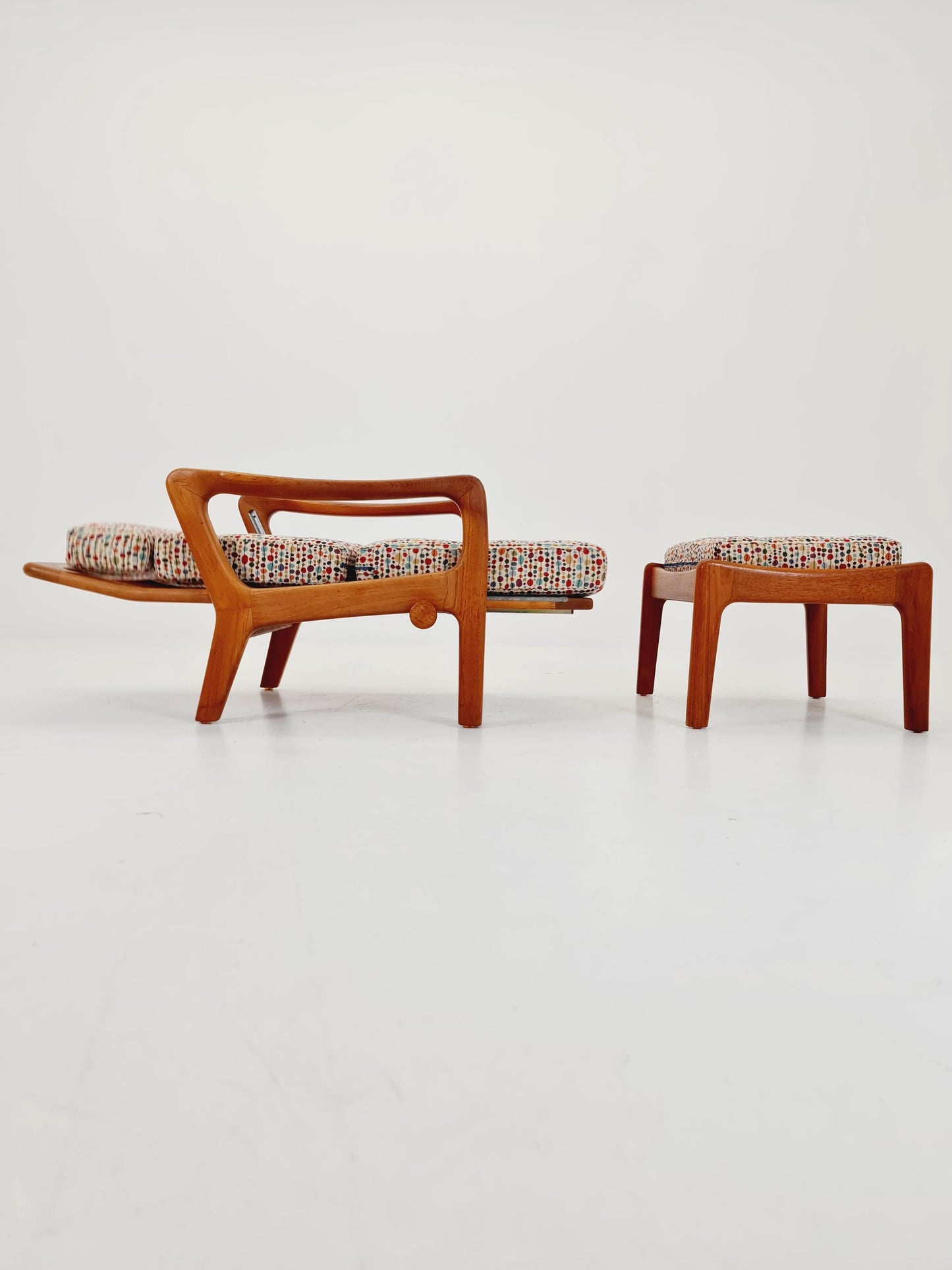 Mid-century Rare Danish Solid teak lounge chair with ottoman by Jens-Juul Christensen For JK Denmark 1960s