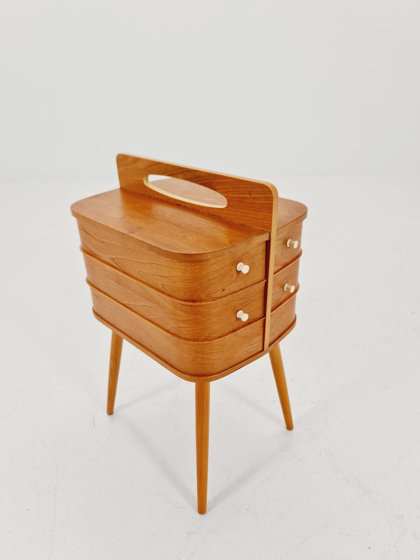 Vintage teak sweing table/ side table cabinet, 1960s