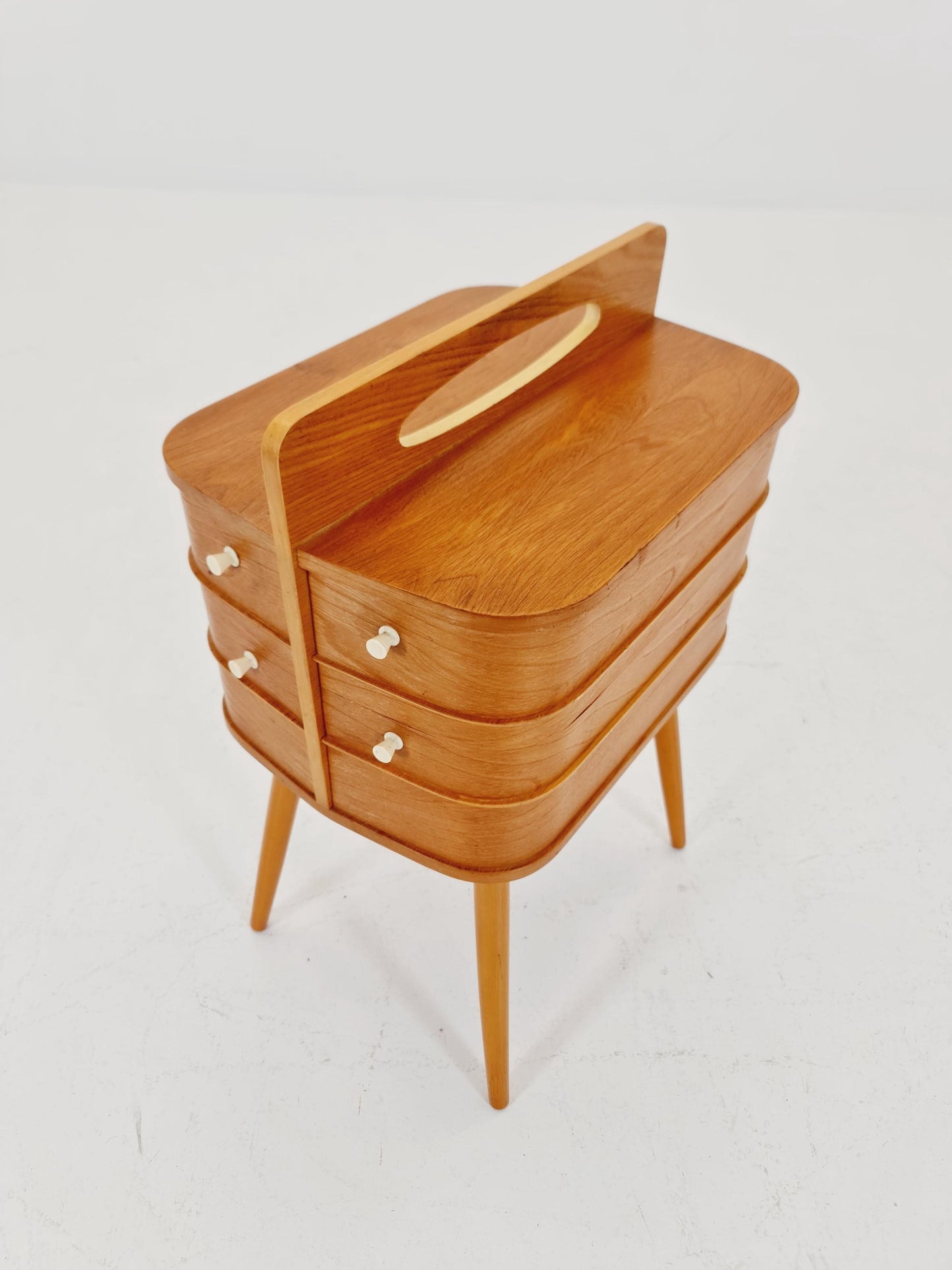 Vintage teak sweing table/ side table cabinet, 1960s