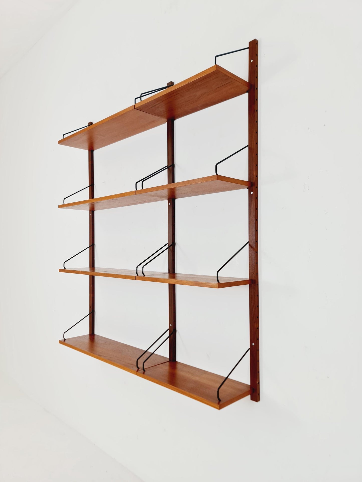 Midcentury Danish Teak Wall-Mounted Shelving Unit, by Royal for Poul Cadovius, 1960s