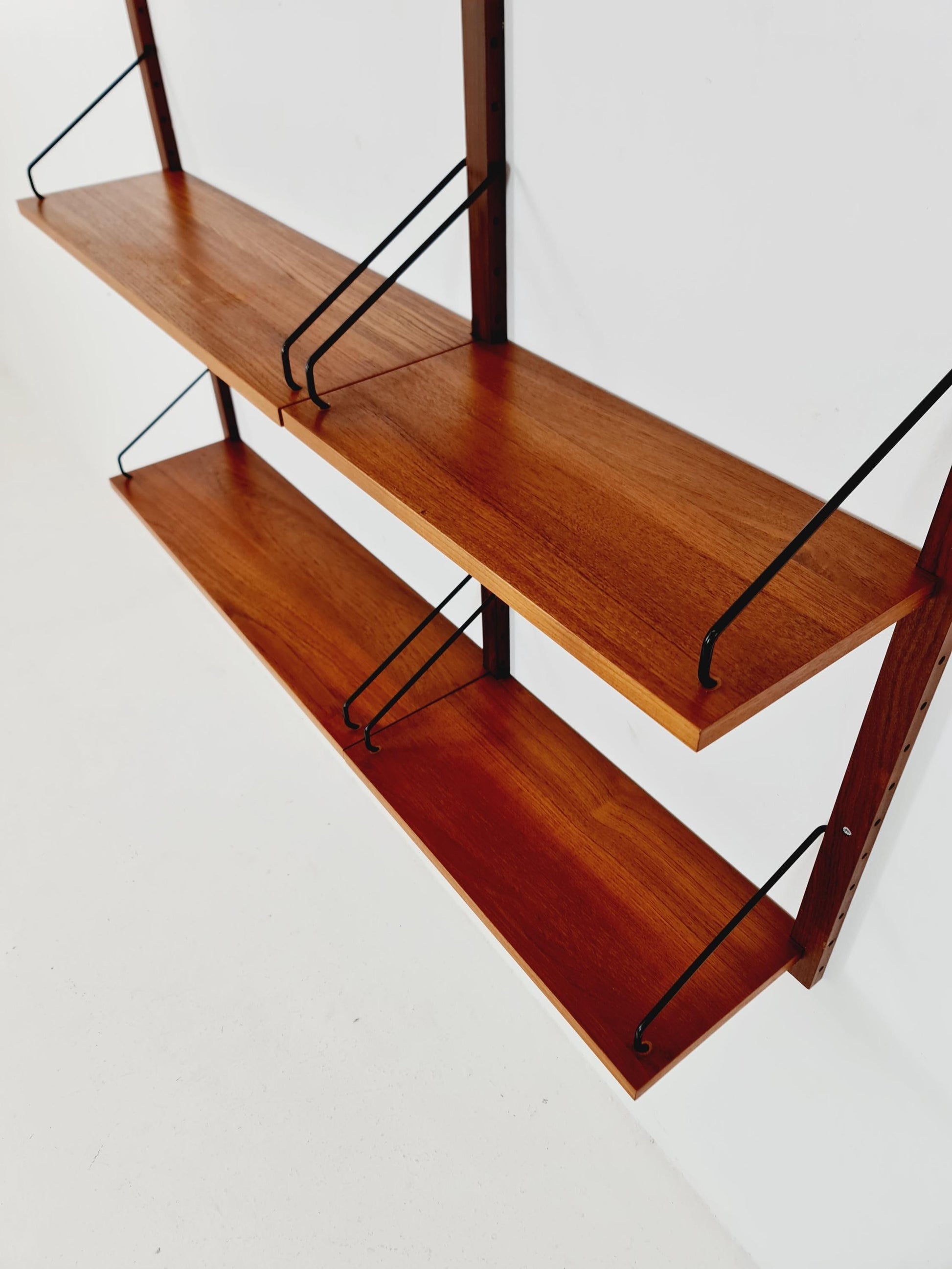 Midcentury Danish Teak Wall-Mounted Shelving Unit, by Royal for Poul Cadovius, 1960s