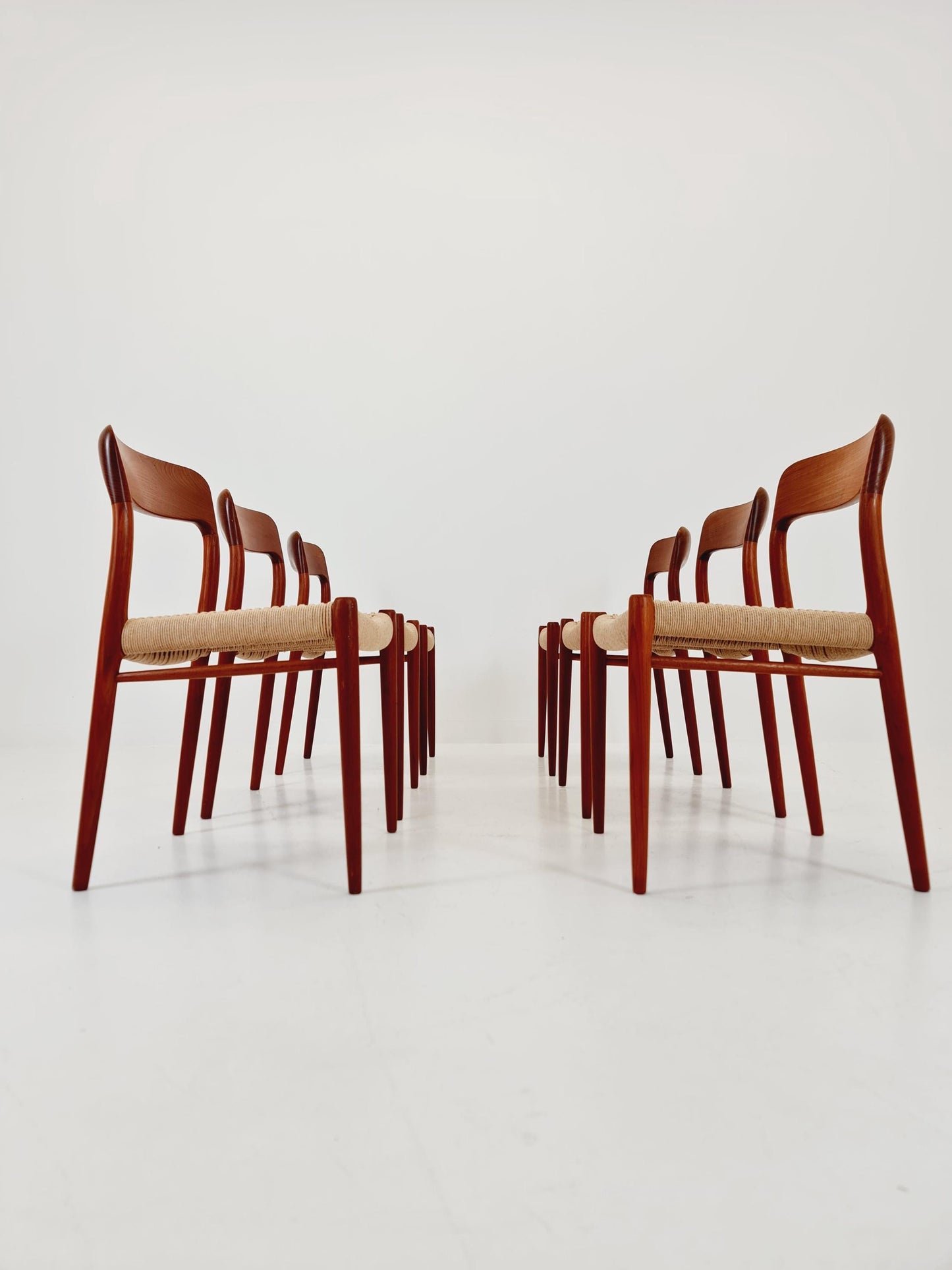 MidCentury Danish teak Dining Chairs Niels O.Moller, 1960s Modell 75 ,Set of 6