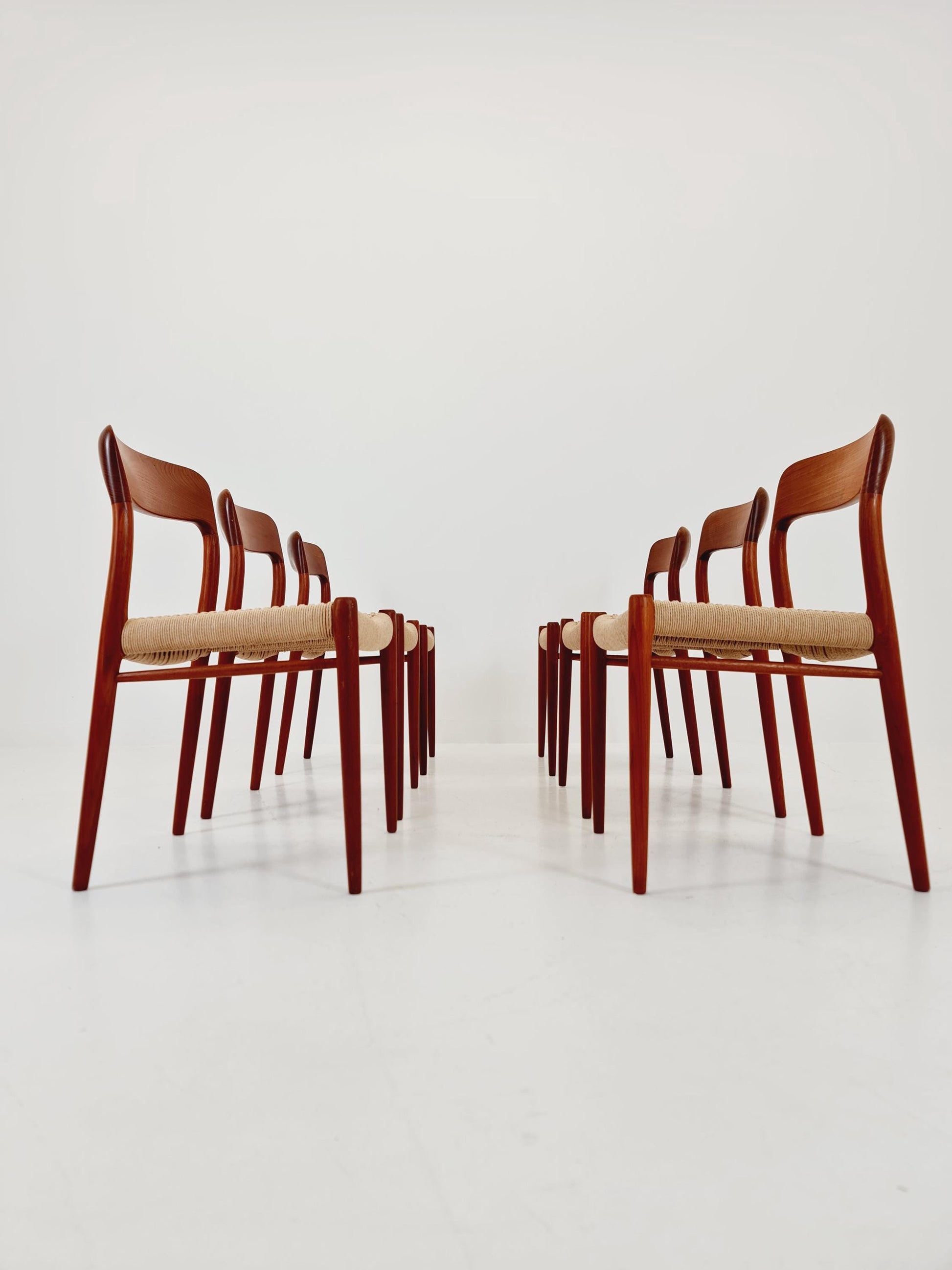 MidCentury Danish teak Dining Chairs Niels O.Moller, 1960s Modell 75 ,Set of 6