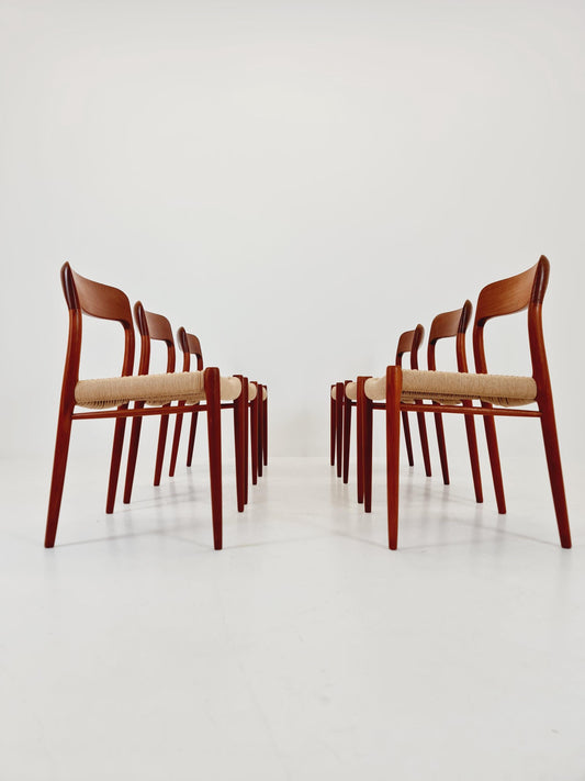 MidCentury Danish teak Dining Chairs Niels O.Moller, 1960s Modell 75 ,Set of 6