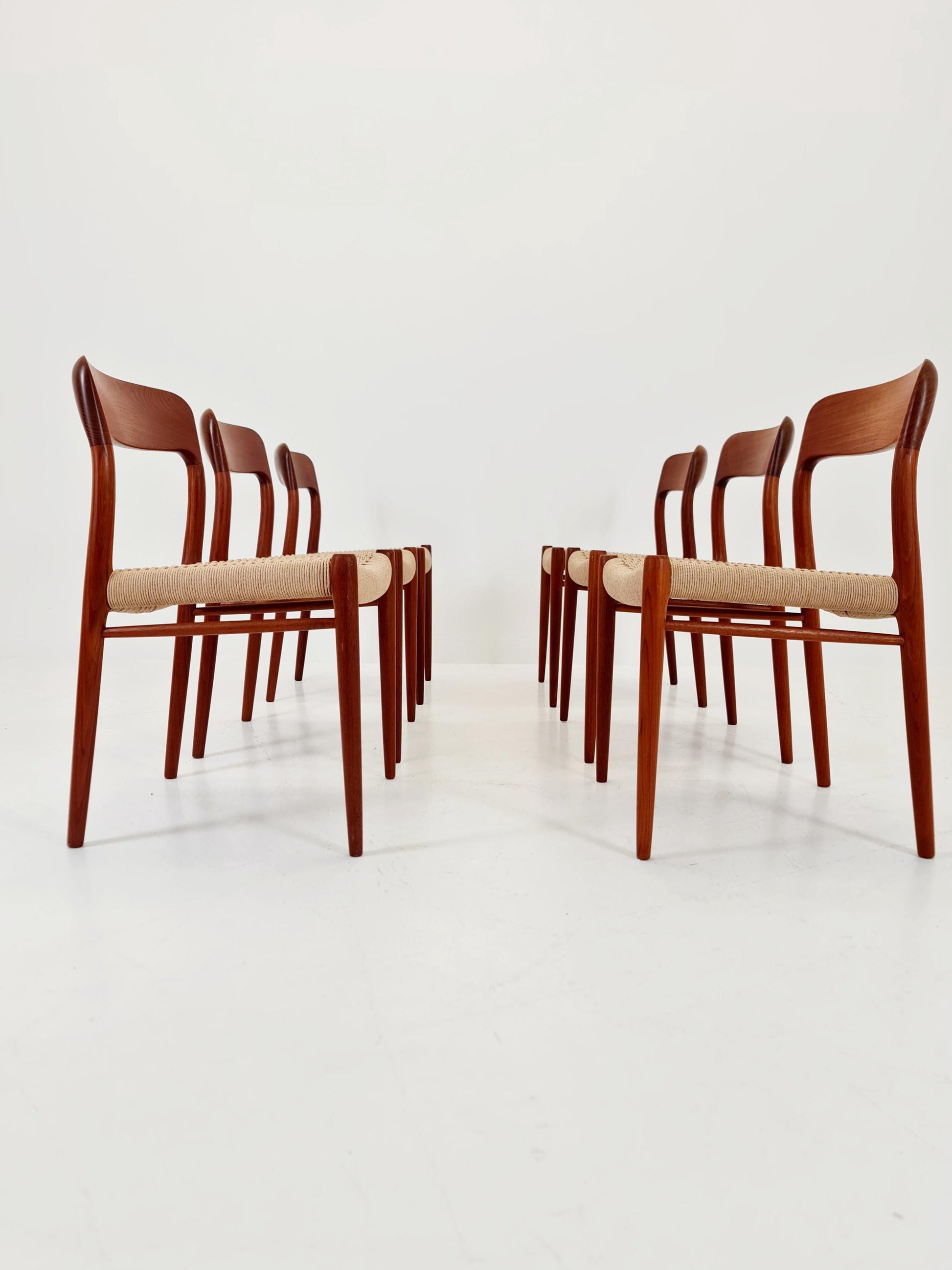 MidCentury Danish teak Dining Chairs Niels O.Moller, 1960s Modell 75 ,Set of 6