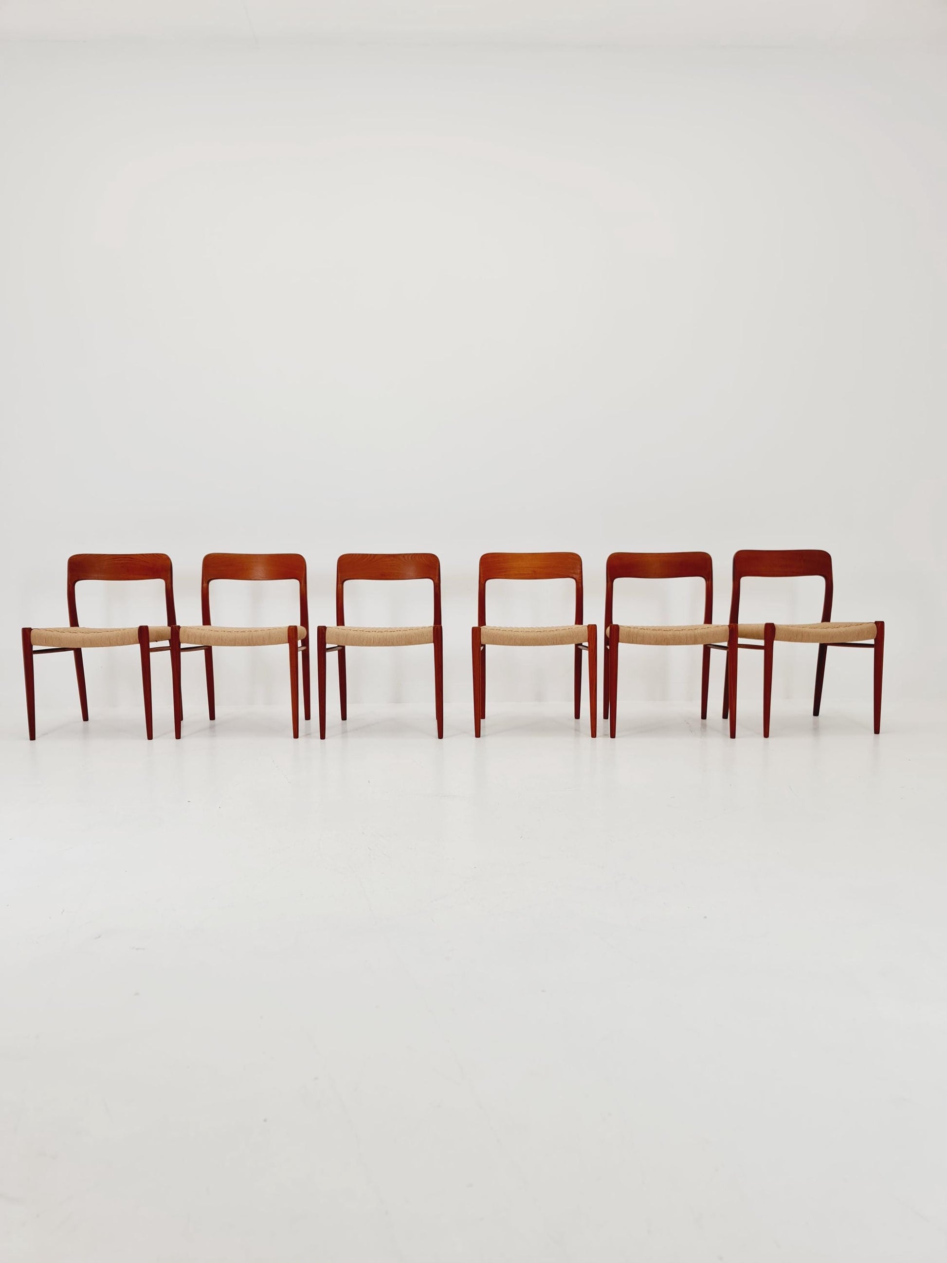 MidCentury Danish teak Dining Chairs Niels O.Moller, 1960s Modell 75 ,Set of 6
