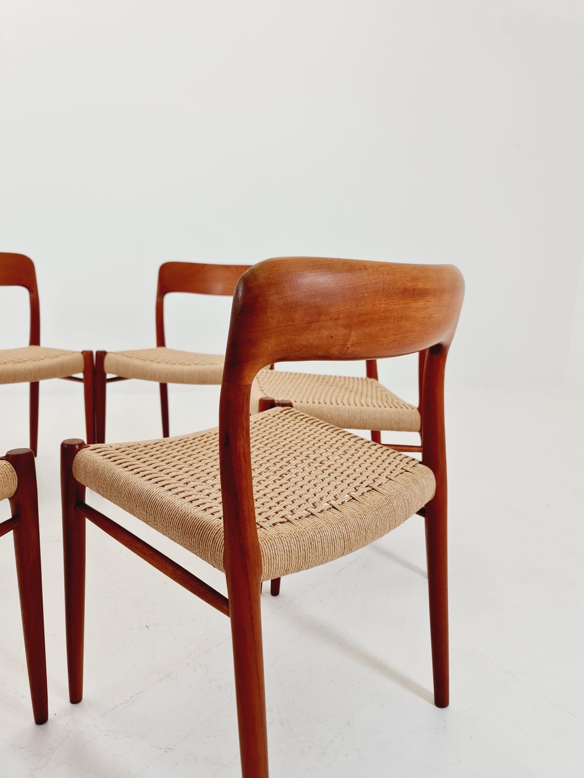 MidCentury Danish teak Dining Chairs Niels O.Moller, 1960s Modell 75 ,Set of 6