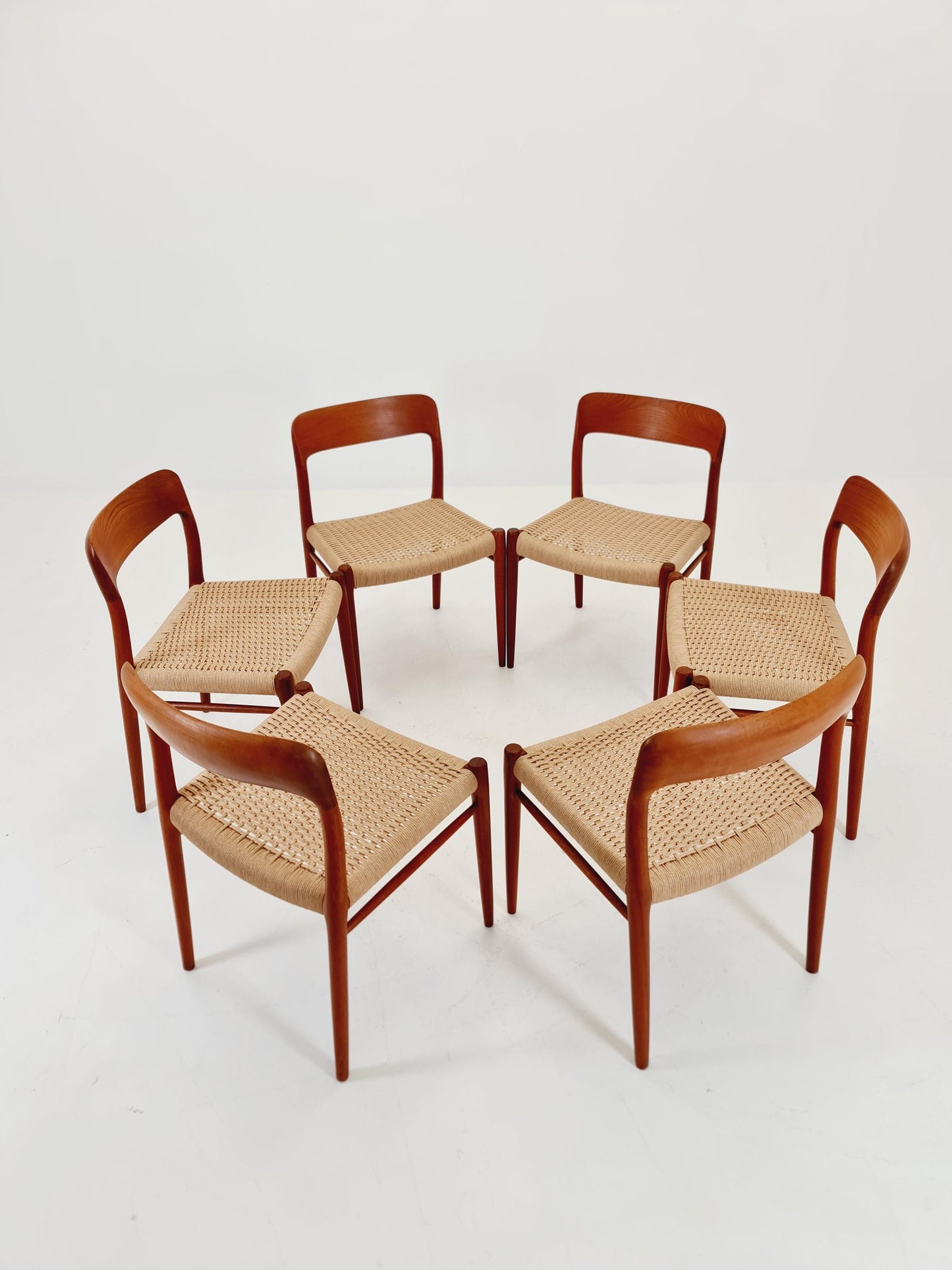 MidCentury Danish teak Dining Chairs Niels O.Moller, 1960s Modell 75 ,Set of 6