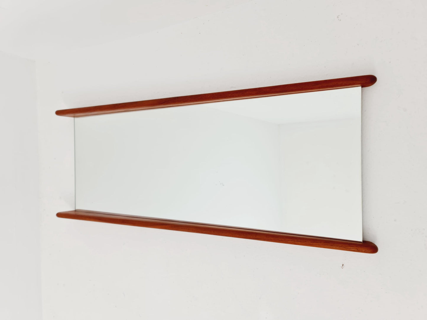 Teak Danish mid-century Modern wall-mounted mirror By Uno & Östen Kristiansen for Luxus 1960s