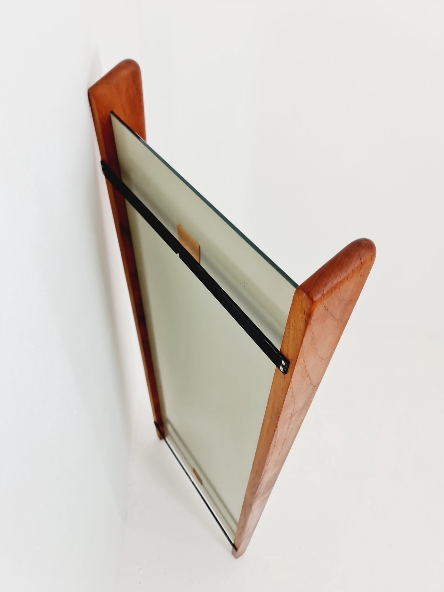 Teak Danish mid-century Modern wall-mounted mirror By Uno & Östen Kristiansen for Luxus 1960s
