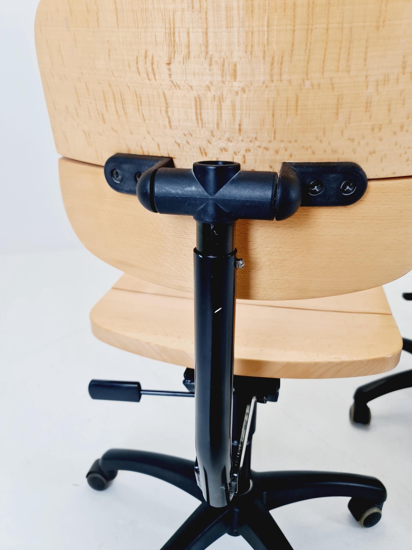 1 of 3 Bauhaus swivel office Armchair in solid wood By stollgiroflex 1990s