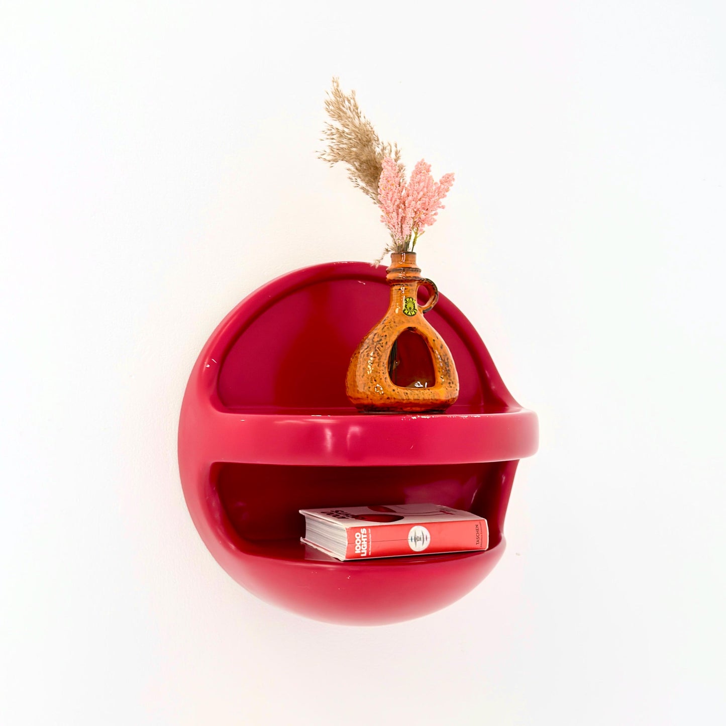 Mid Century Space Age Red Wall Shelf by Gerd Lange for Ilse Möbel, Germany 1970s
