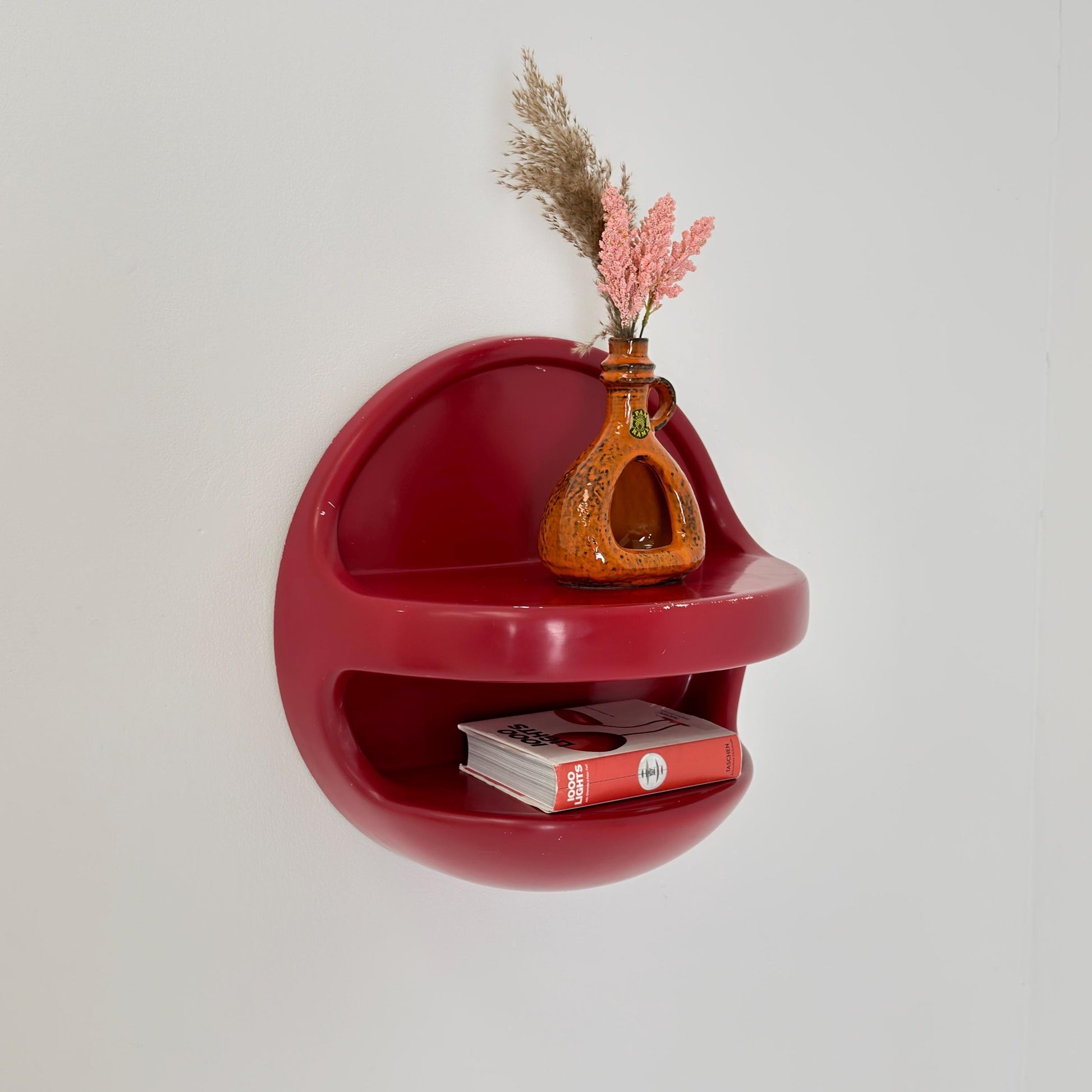 Mid Century Space Age Red Wall Shelf by Gerd Lange for Ilse Möbel, Germany 1970s