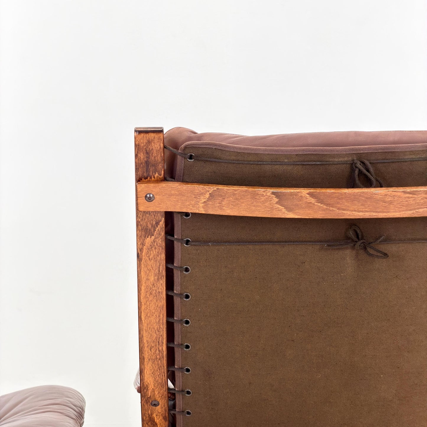 Mid century Ingmar Relling Danish Modern Siesta brown leather Chair with High Back and Armrests from Westnofa Norway 1960s