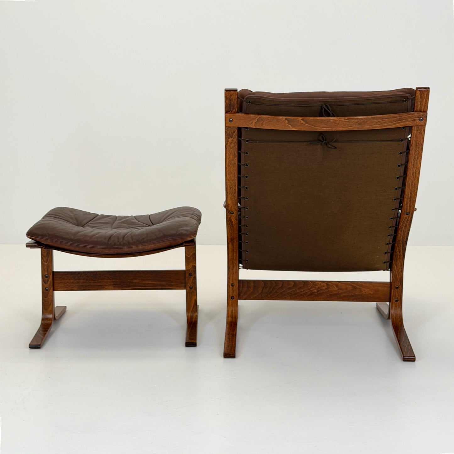 Mid Century Siesta High Back Lounge Chair & Ottoman Set by Ingmar Relling for Westnofa Norway 1960s