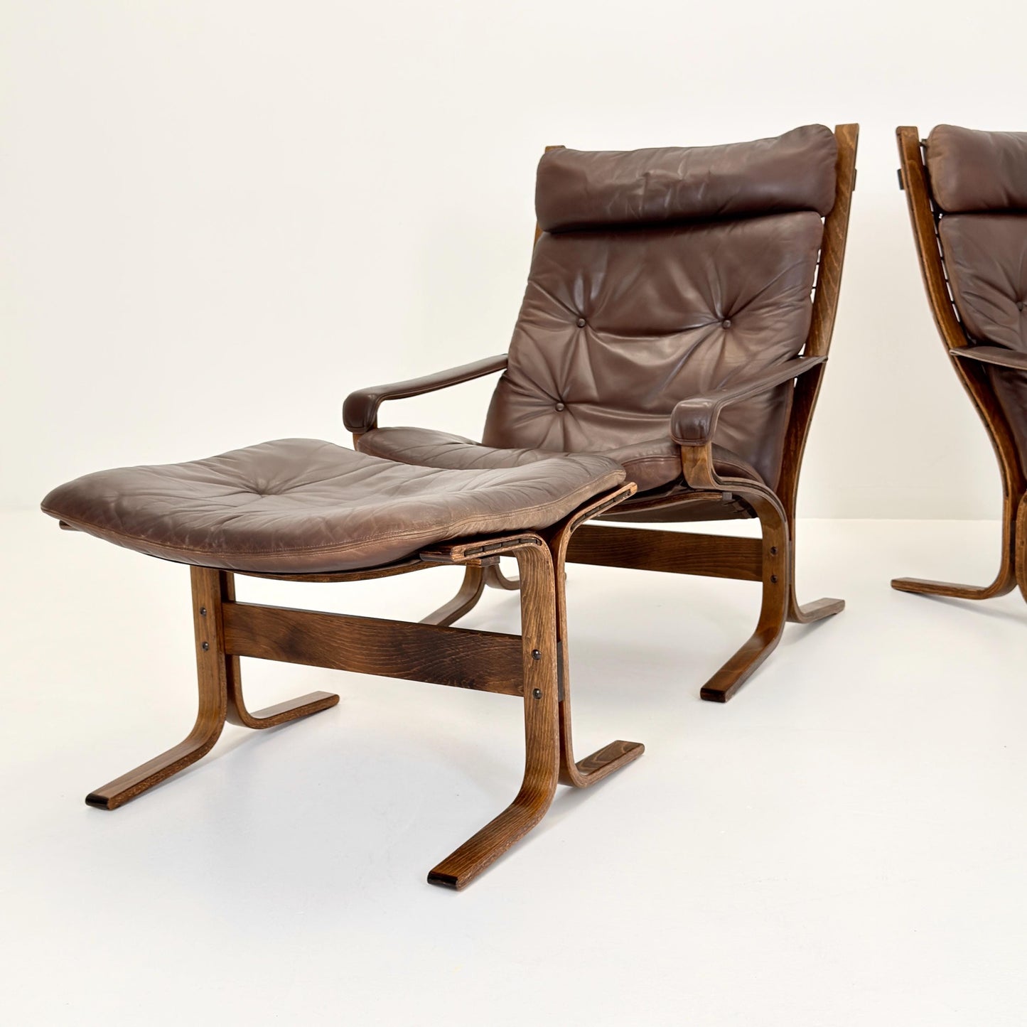 Mid Century Siesta High Back Lounge Chair & Ottoman Set by Ingmar Relling for Westnofa Norway 1960s