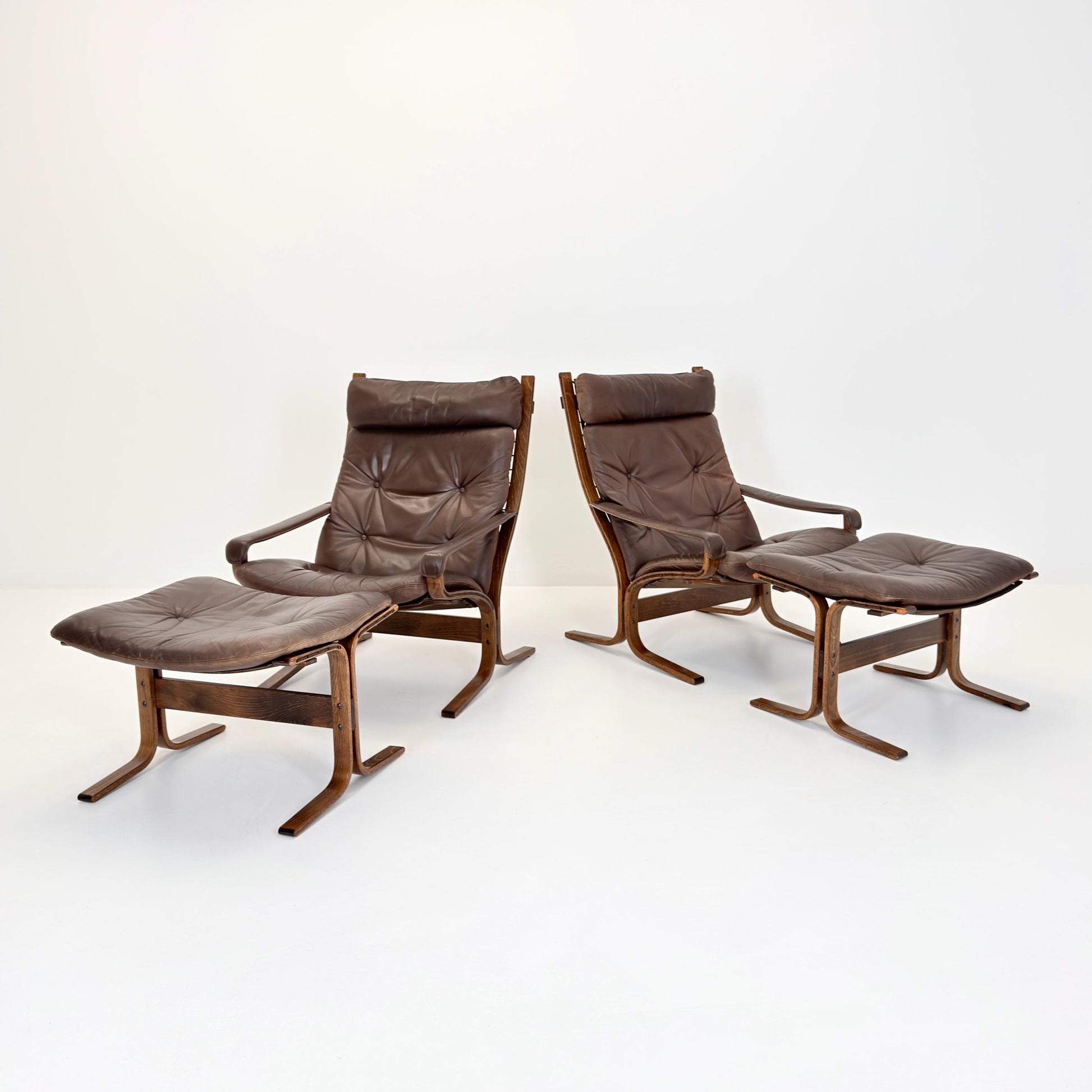 Mid Century Siesta High Back Lounge Chair & Ottoman Set by Ingmar Relling for Westnofa Norway 1960s