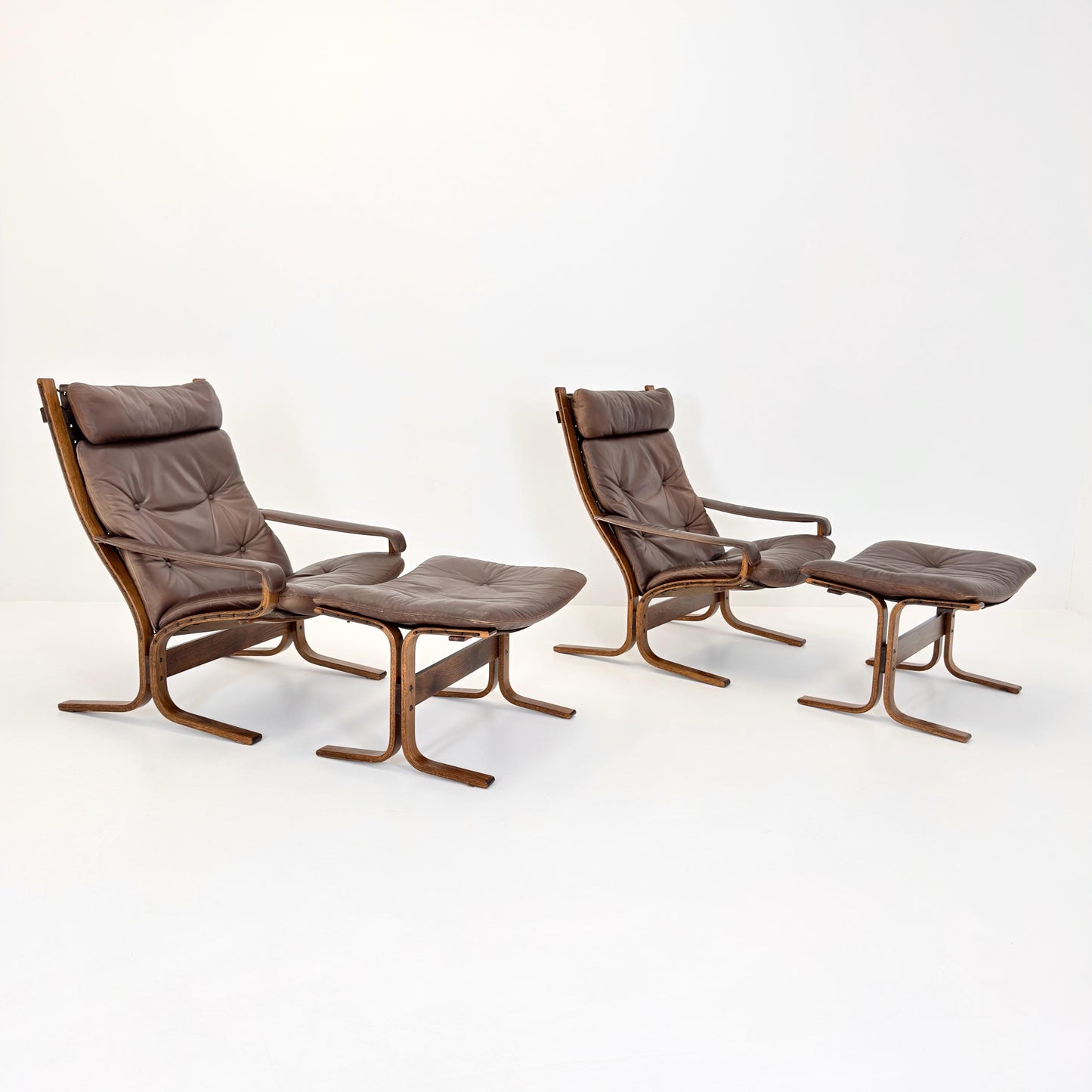 Mid Century Siesta High Back Lounge Chair & Ottoman Set by Ingmar Relling for Westnofa Norway 1960s