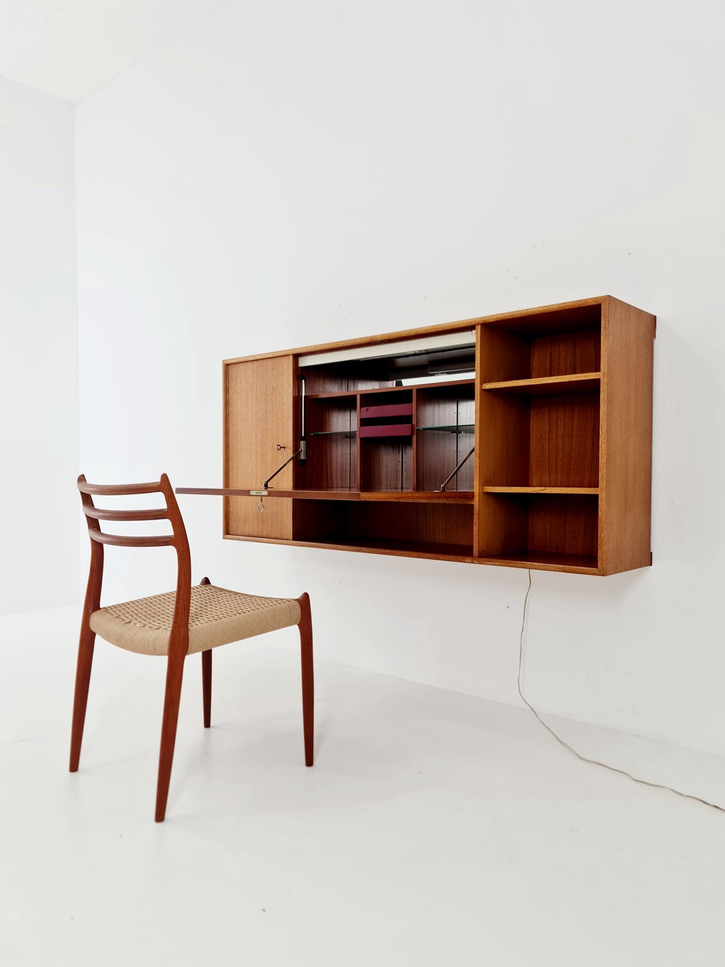 Vintage German teak wall hanging /sideboard /Secretary, desk, By WK Möbel 1960s
