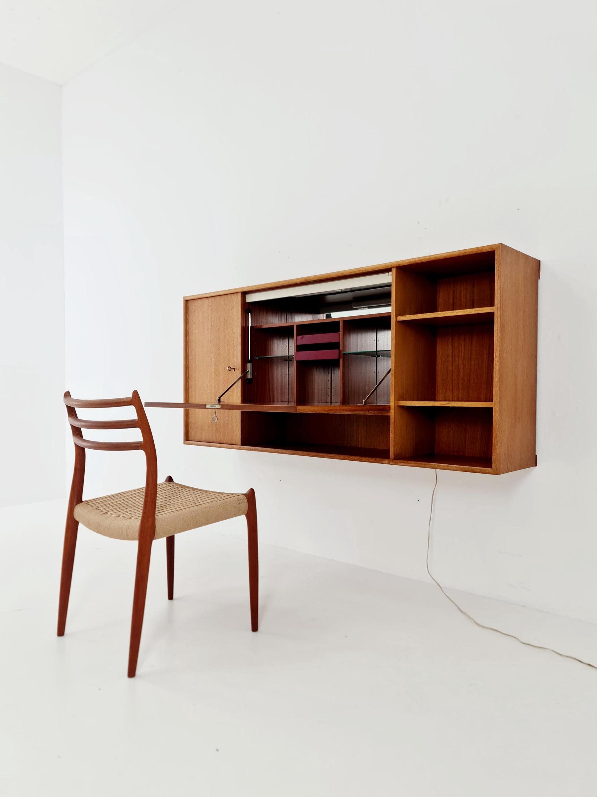Vintage German teak wall hanging /sideboard /Secretary, desk, By WK Möbel 1960s