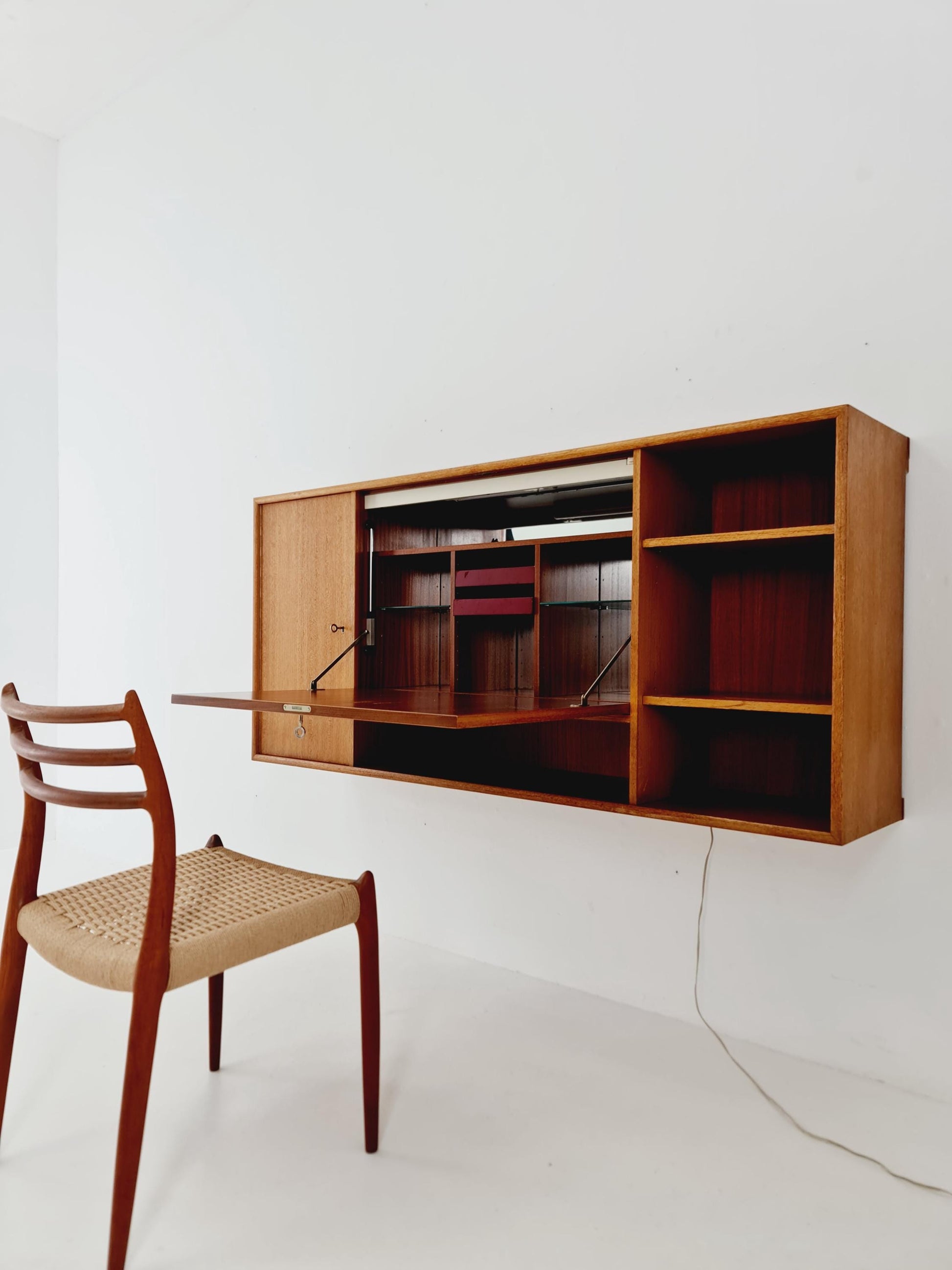 Vintage German teak wall hanging /sideboard /Secretary, desk, By WK Möbel 1960s