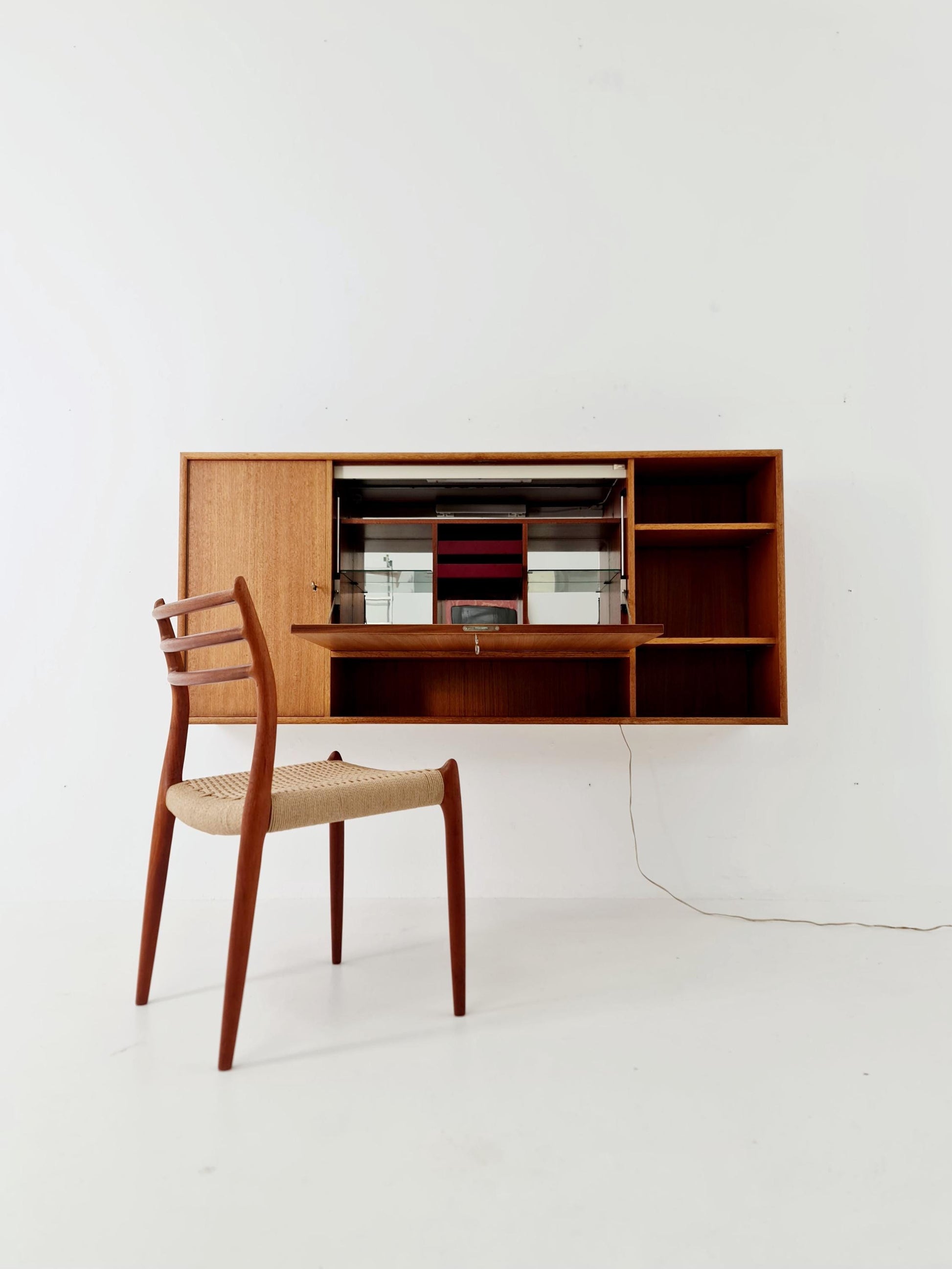 Vintage German teak wall hanging /sideboard /Secretary, desk, By WK Möbel 1960s