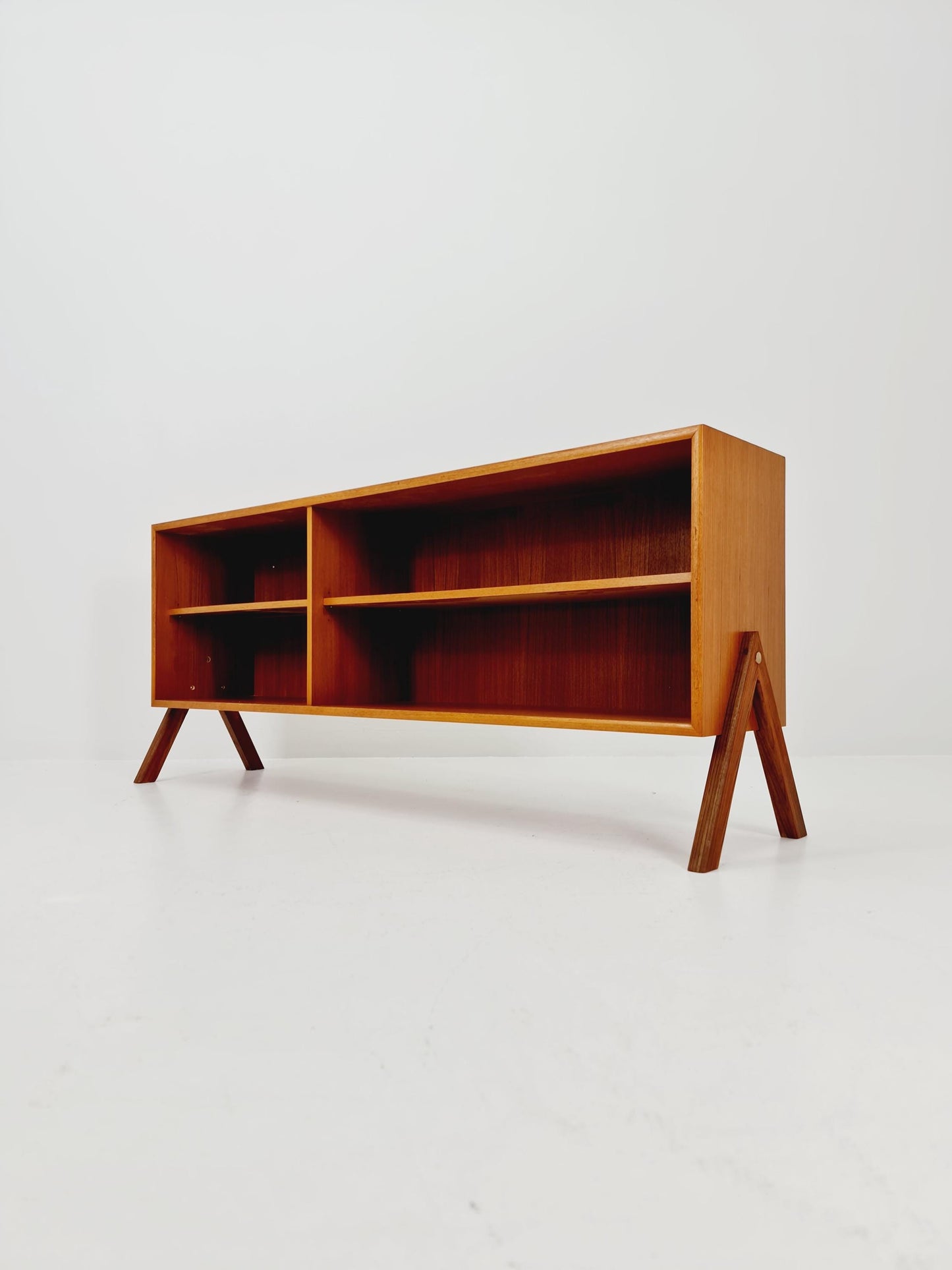 Midcentury vintage teak danish cabinet book case, 1960s