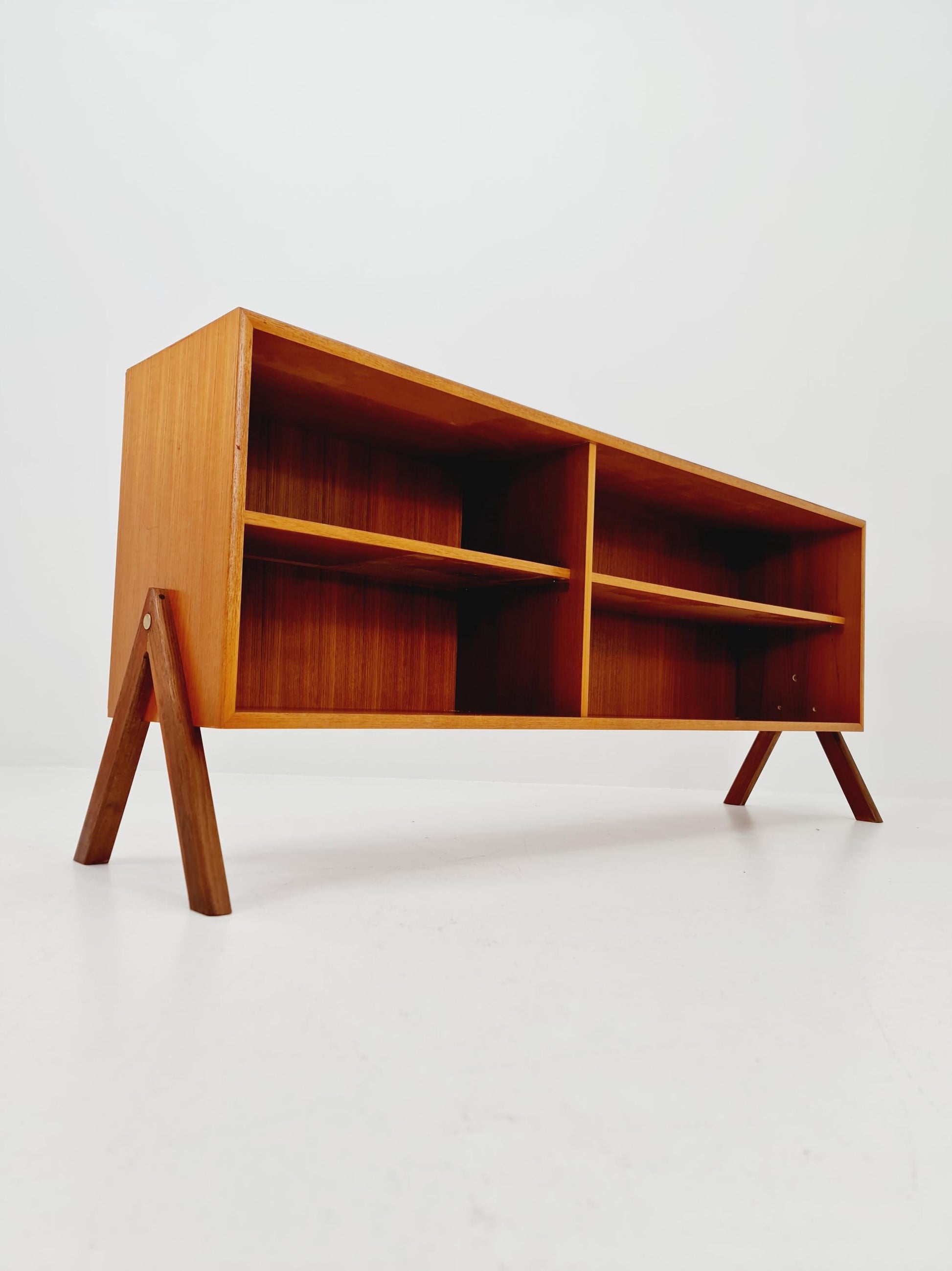 Midcentury vintage teak danish cabinet book case, 1960s