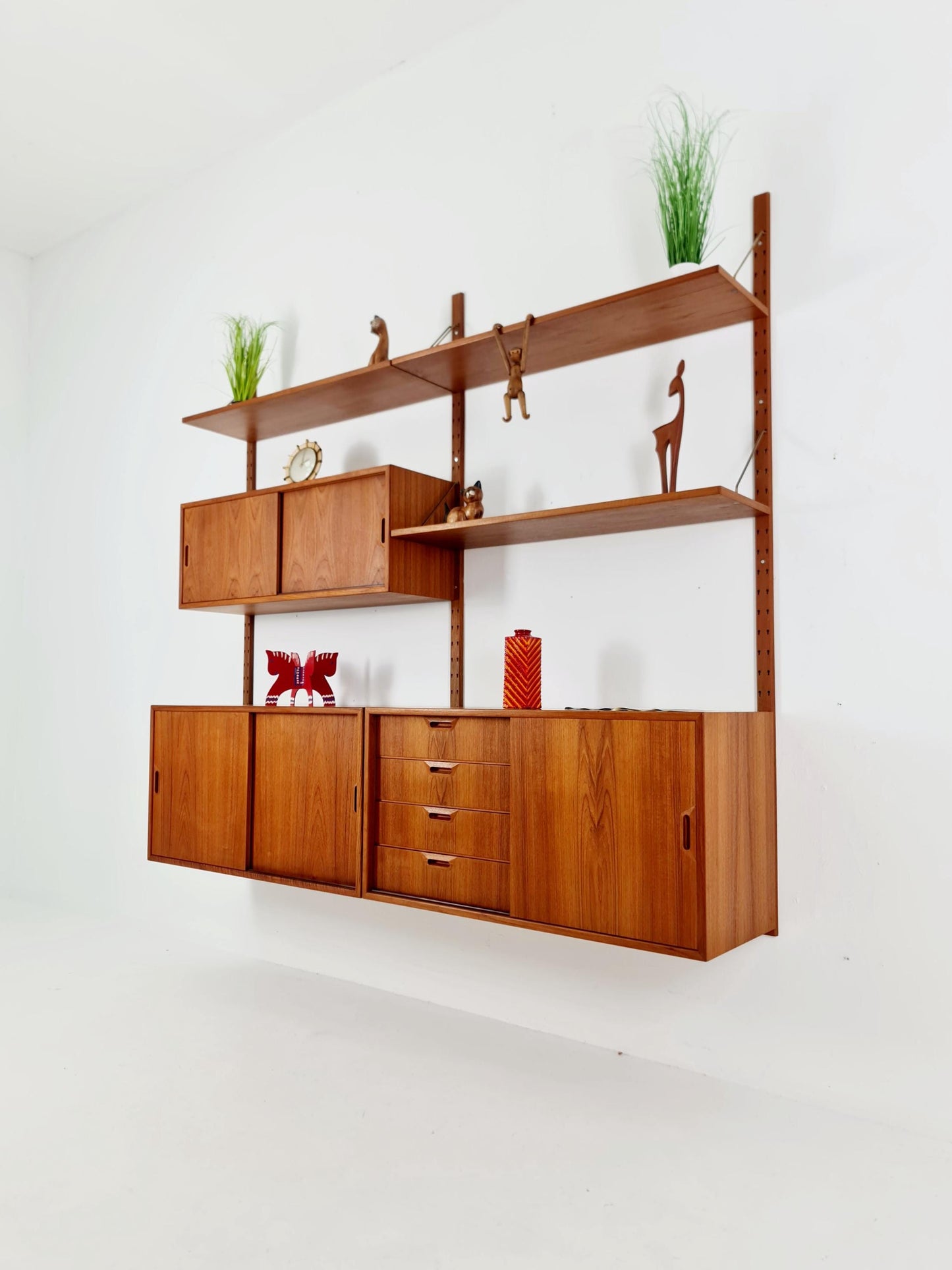 Rare Mid century Danish Teak Wall Unit 3 cabinet by Sven Ellekaer For Abert Hansen, Denmark, 1960s