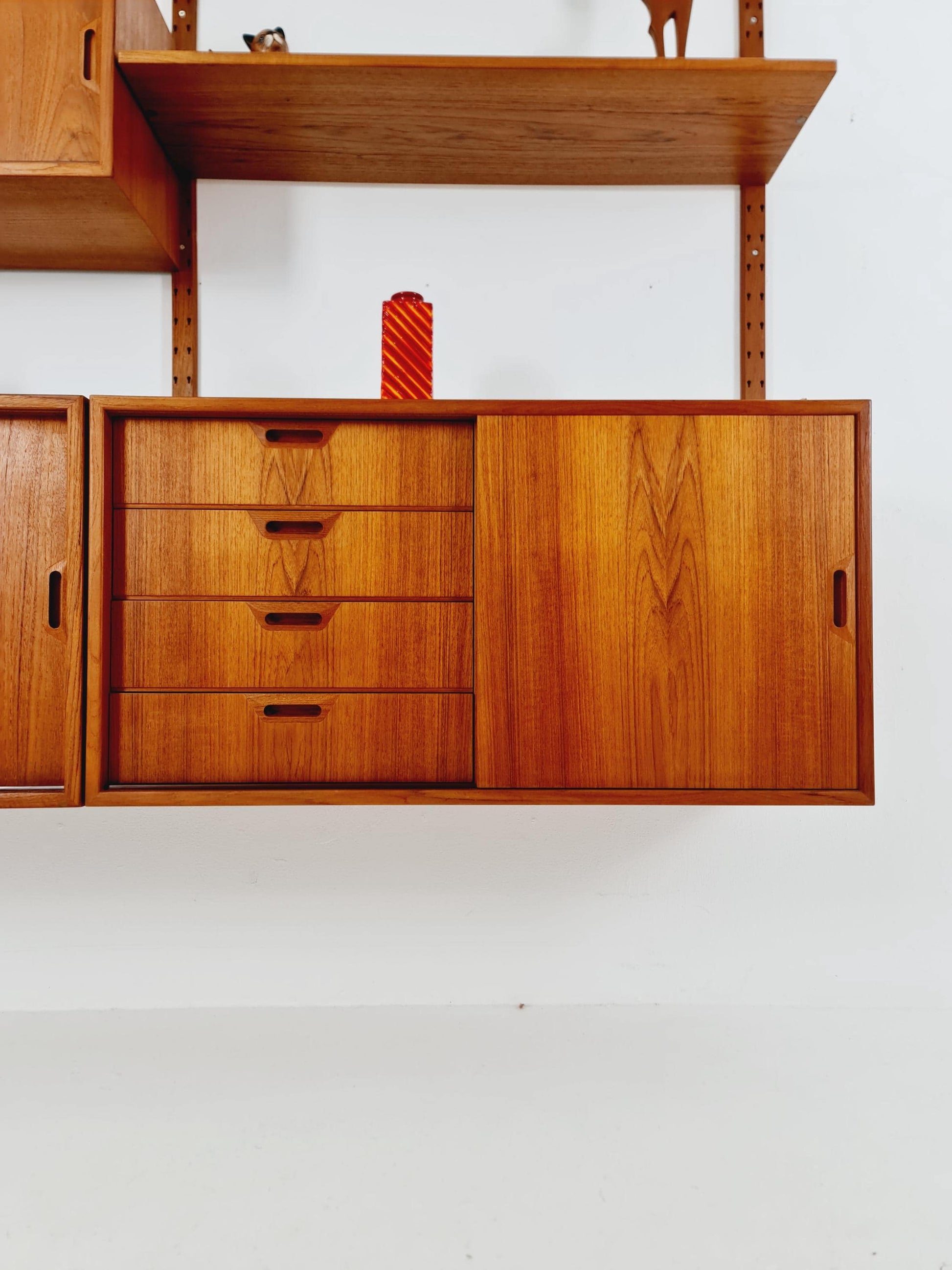 Rare Mid century Danish Teak Wall Unit 3 cabinet by Sven Ellekaer For Abert Hansen, Denmark, 1960s